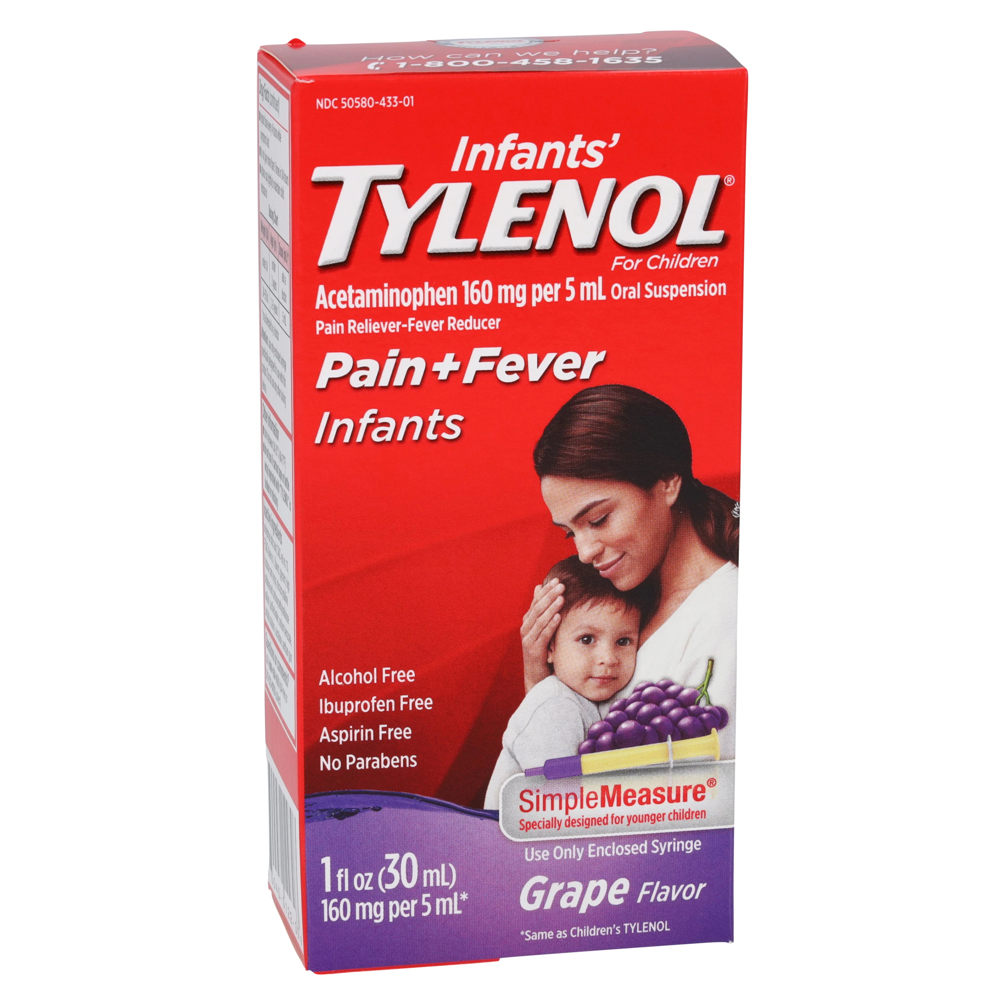 Tylenol Infant Pain Reliever/Fever Reducer Drops, Grape, 1 oz Bottle