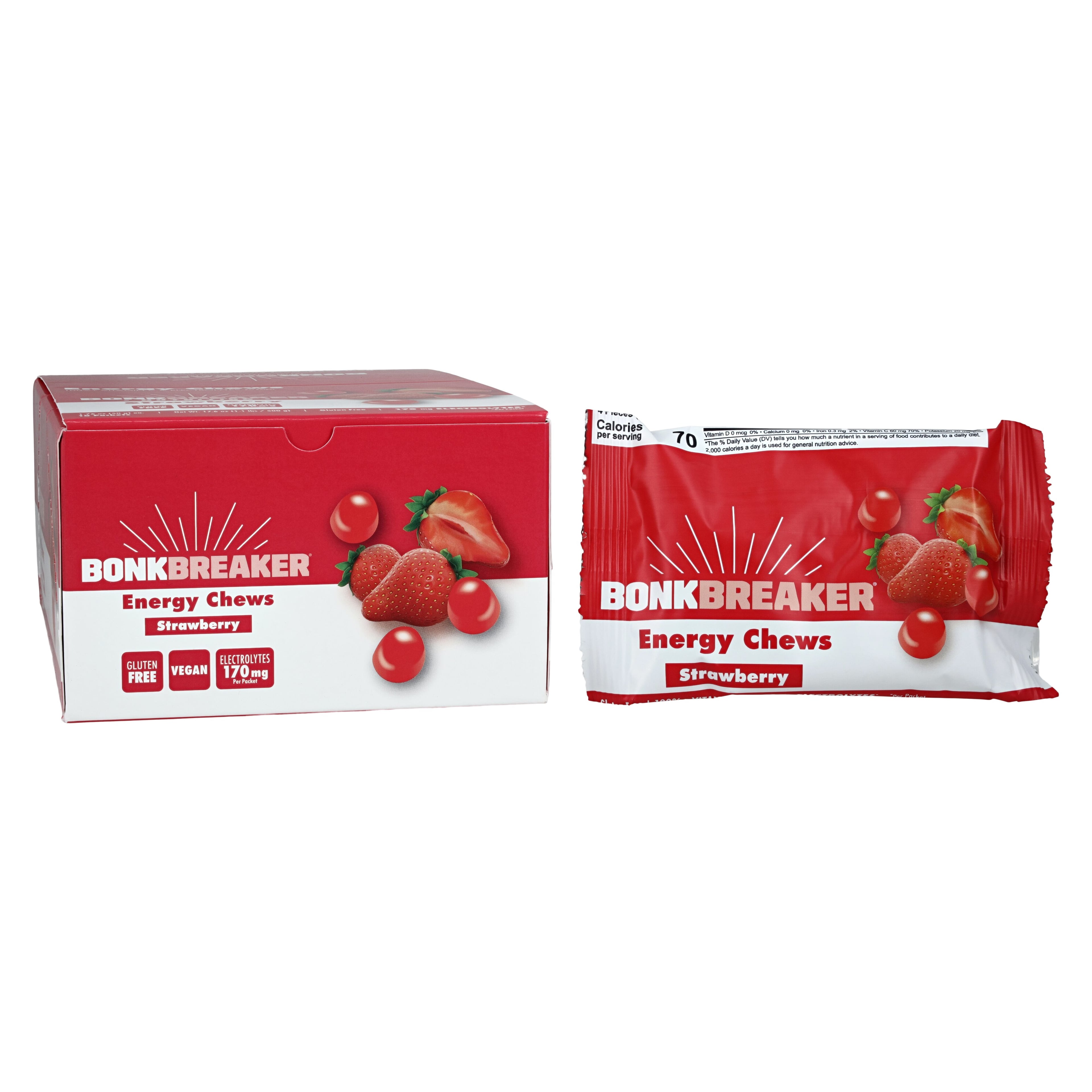 Bonk Breaker Energy Chews, Strawberry, 10 Count Carton