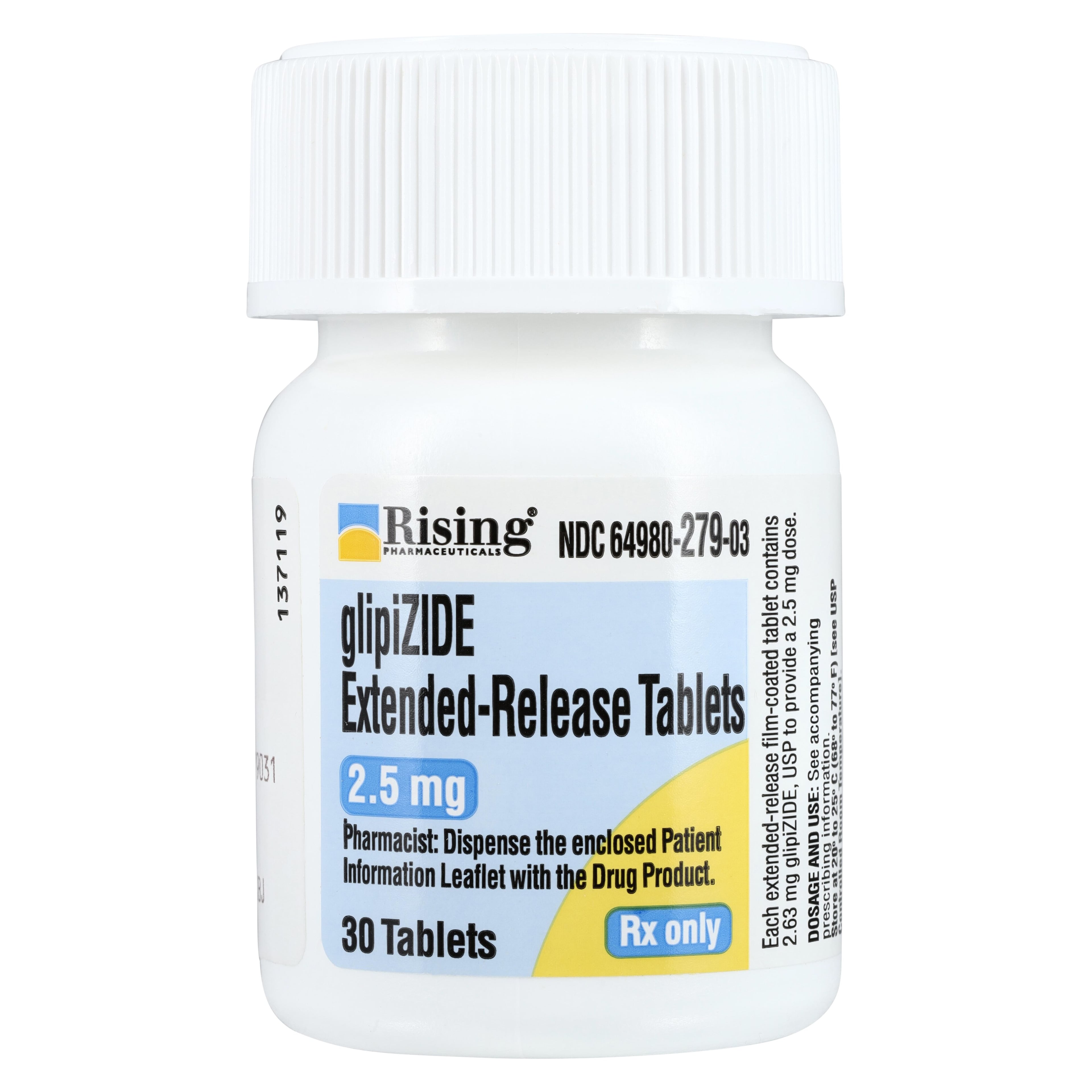 Glipizide ER Extended-Release Tablets, 2.5 mg, 30 Count Bottle (Rising Pharmaceuticals)