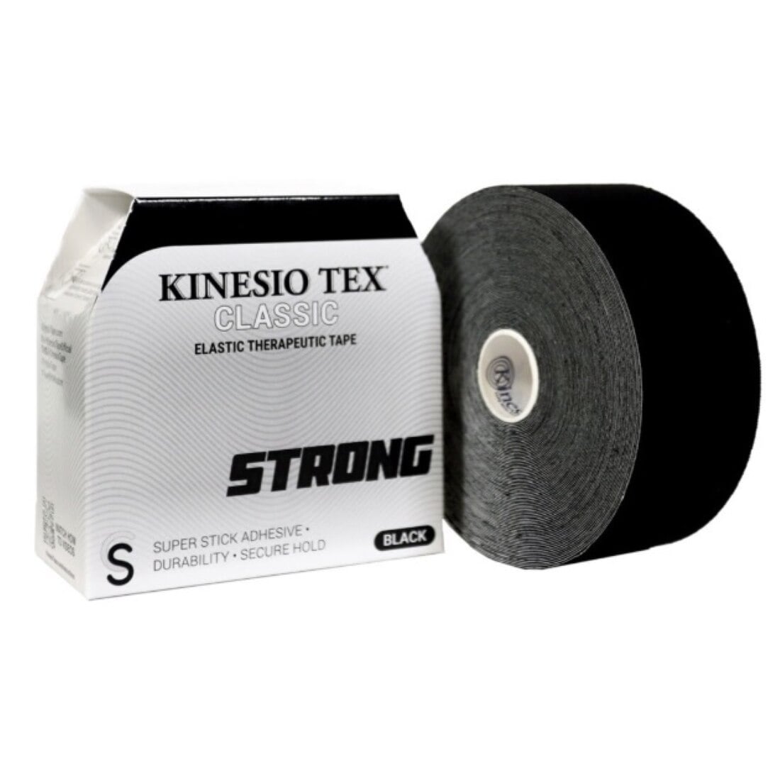 KinesioTex Classic Strong Tape, Cotton/Elastic, 2" x 16.4 yd, Black, Latex-Free, 6/Case