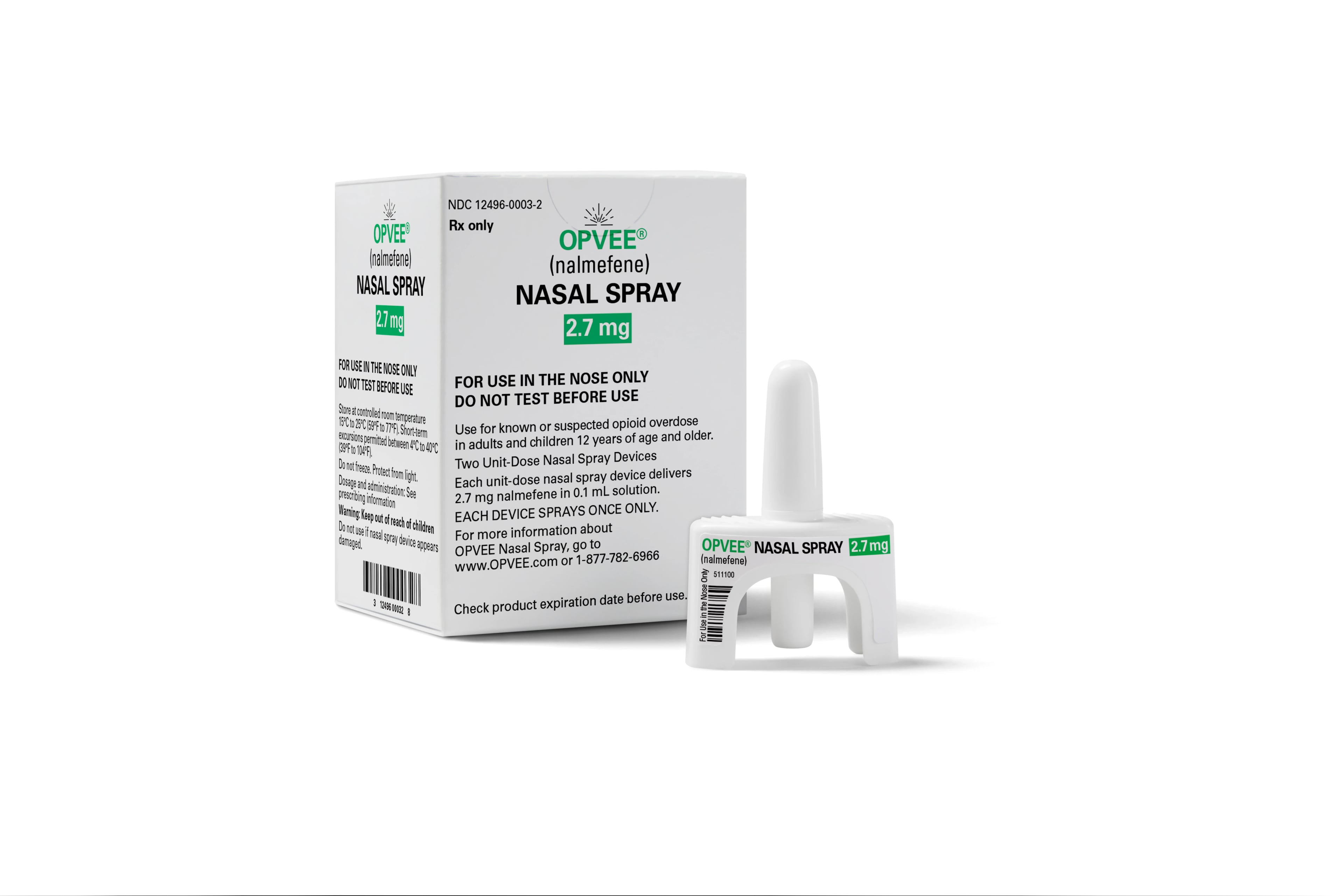Opvee (Nalmefene) Nasal Spray, 2.7 mg Unit Dose, 2/Package
