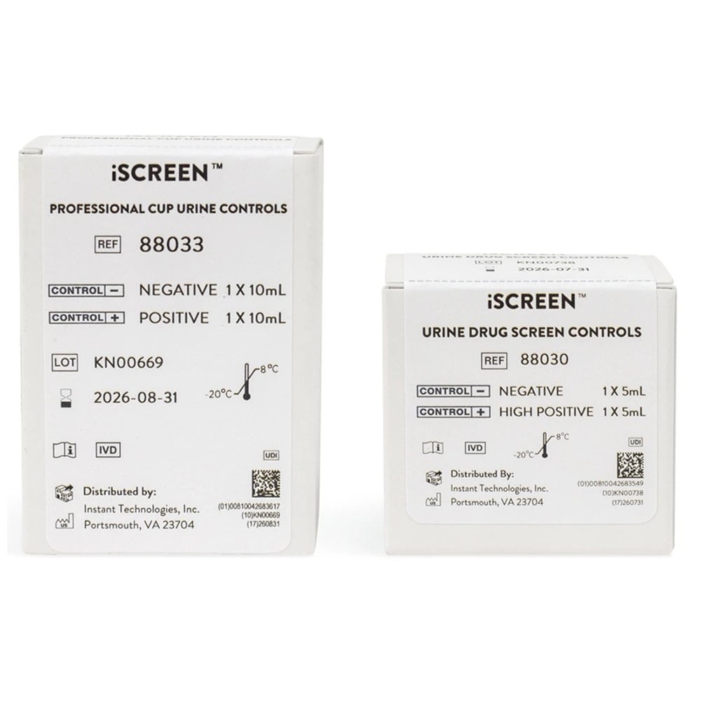iScreen Drugs of Abuse Urine Drug Controls, High Positive/Negative, 20 mL Vials, 2/Box