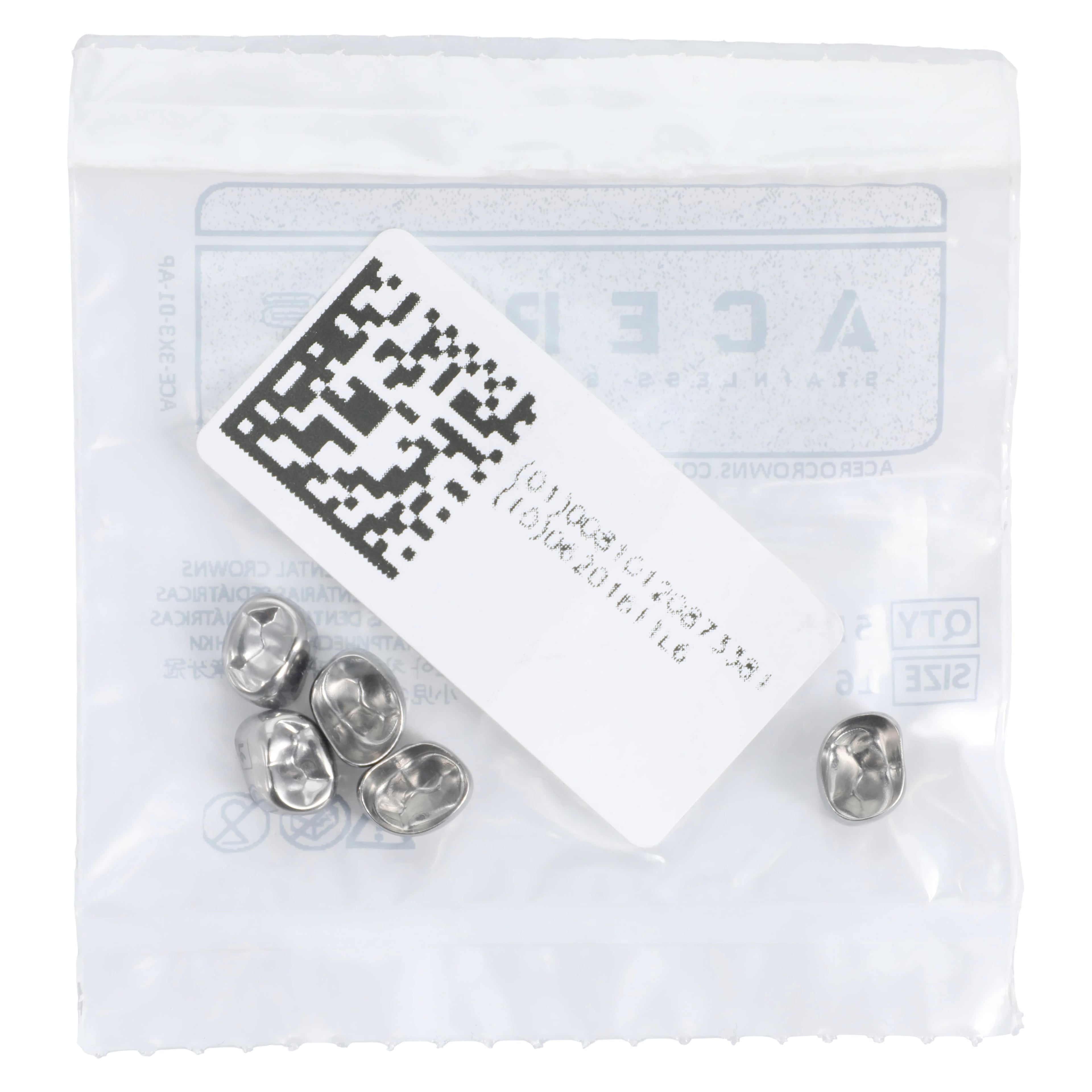 Acero 3S Stainless Steel Primary First Molar Crown, Lower Left, Size 6, 5/Pack, 3S L6