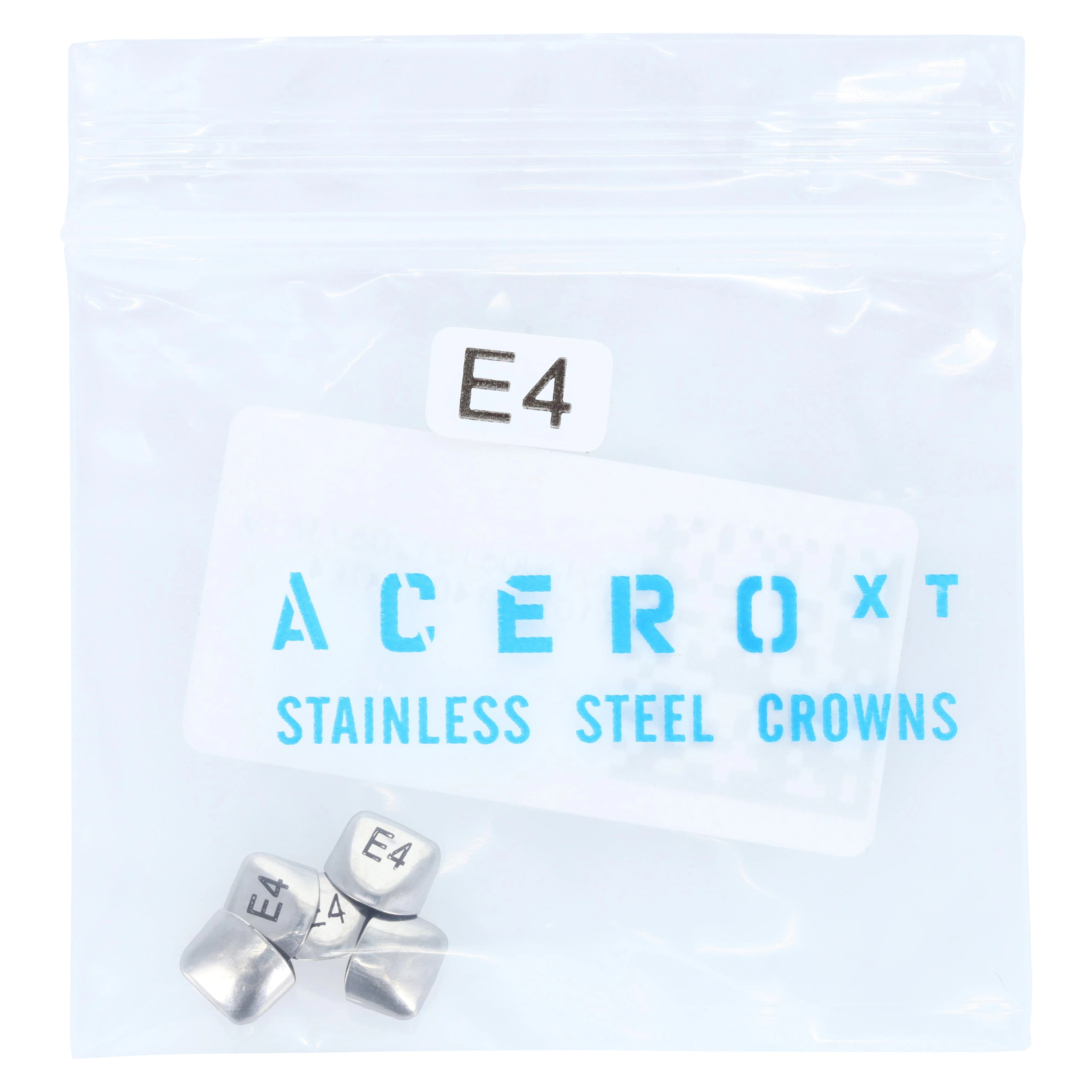 Acero XT Stainless Steel Primary Anterior Crown, Upper Right Central, Size 4, 5/Pack (XT E4)