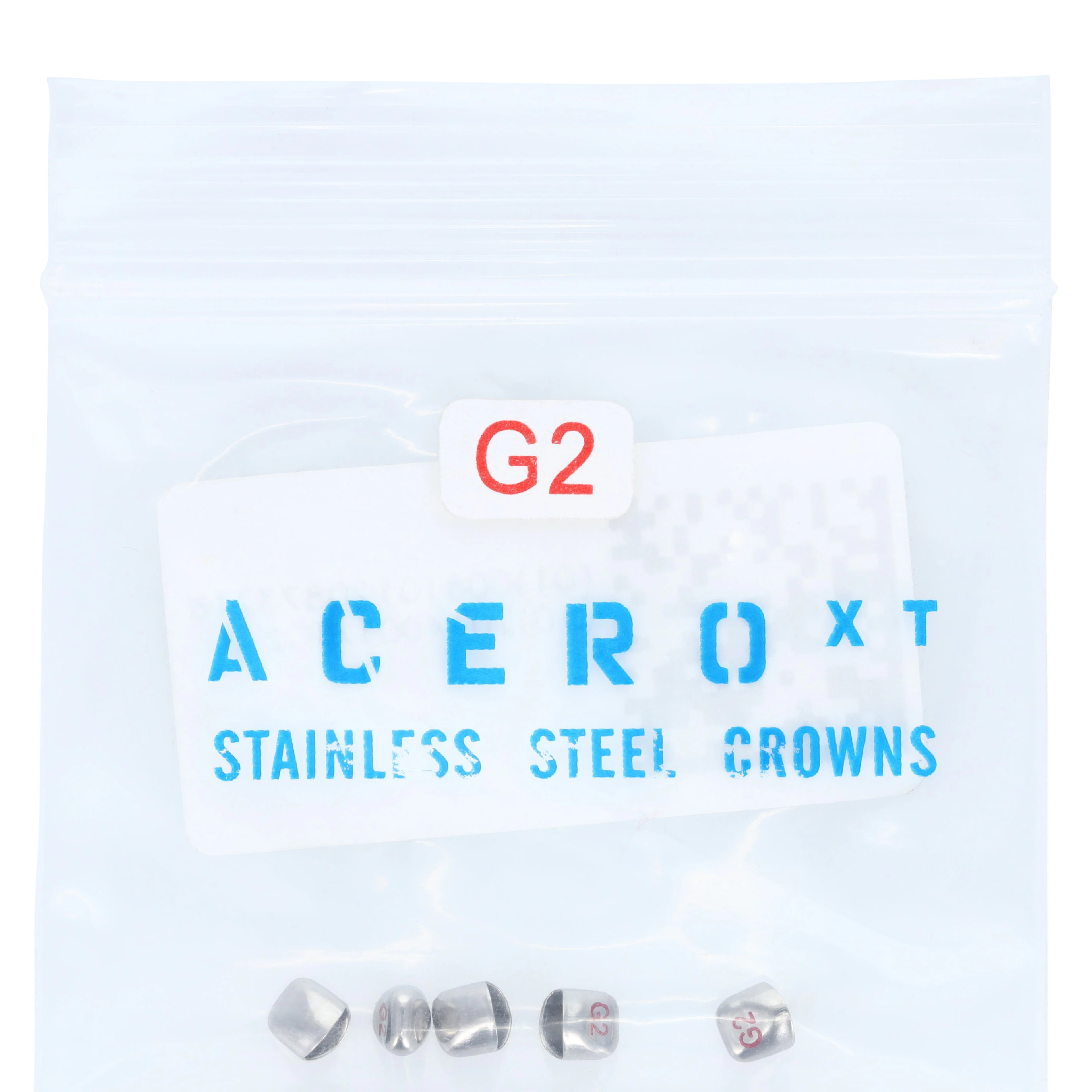 Acero XT Stainless Steel Primary Anterior Crown, Upper Left Lateral, Size 2, 5/Pack