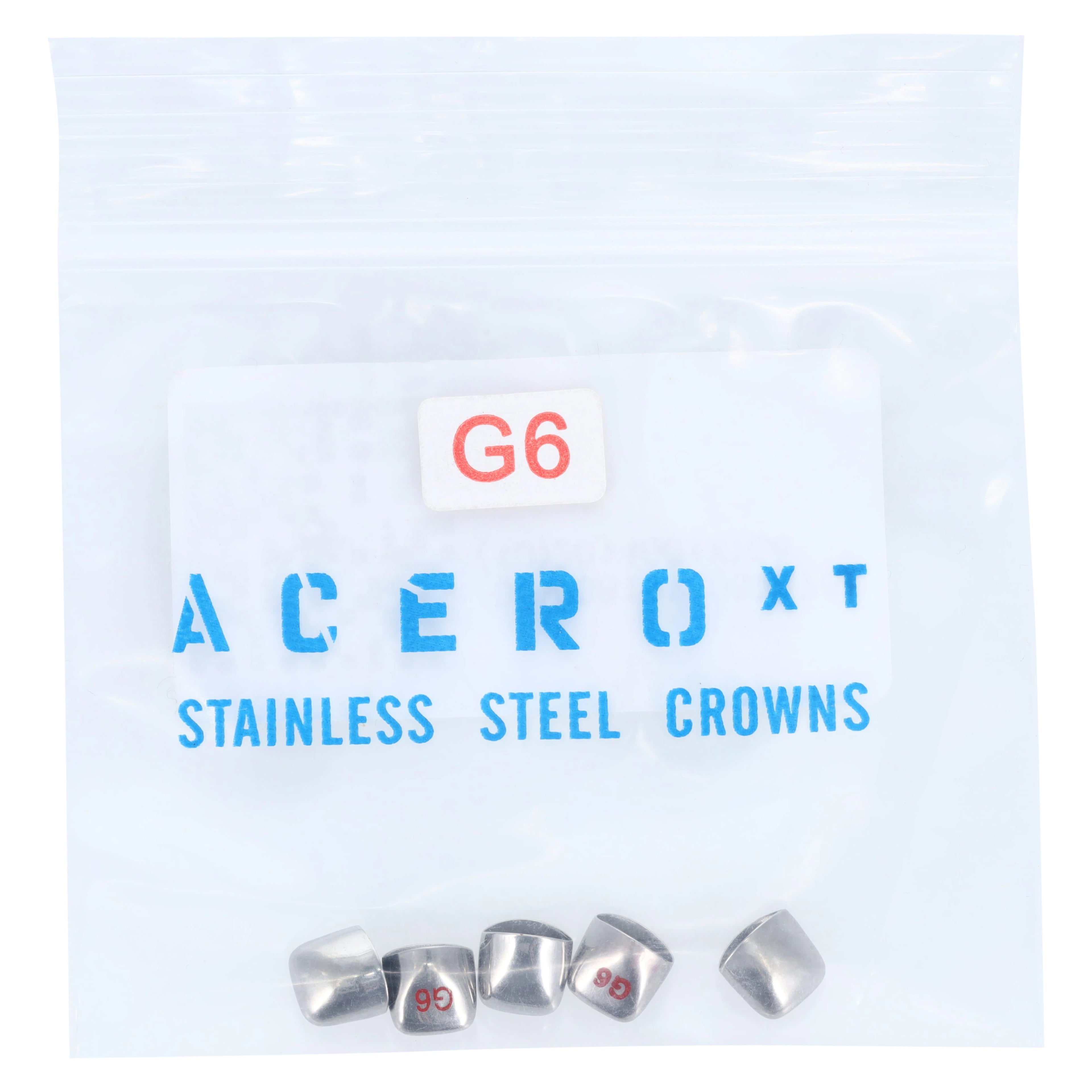Acero XT Stainless Steel Primary Anterior Crown, Upper Left Lateral, Size 6, 5/Pack (XT G6)