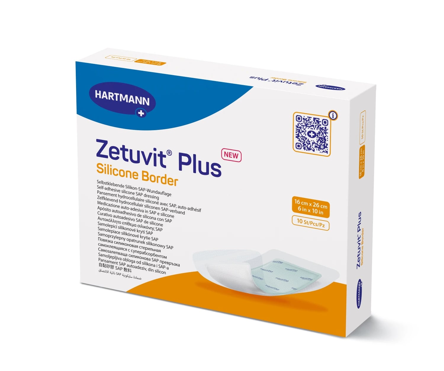 Hartmann Zetuvit Plus Silicone Border Dressing, 7x7" Sterile, Square, Super Absorbent, Latex-Free