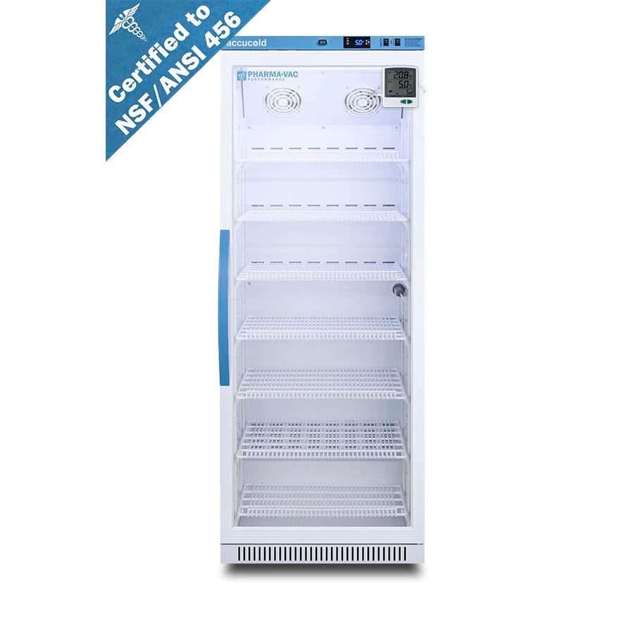 Accucold Performance Series Vaccine/Pharmacy Refrigerator, 12 Cu Ft, Glass Door, Right Hinge, Factory Reversible, +2 to 8°C, Adaptive Defrost