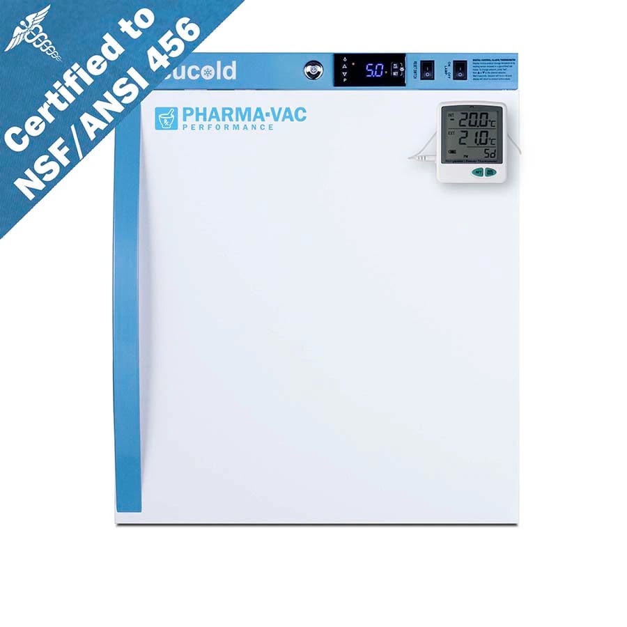 Accucold Performance Series Vaccine Refrigerator, 1.94 Cu Ft, Solid Door, Right Hinge/Reversible, +2 to 8°C, Auto Defrost, Fridge Vac Compact Solid
