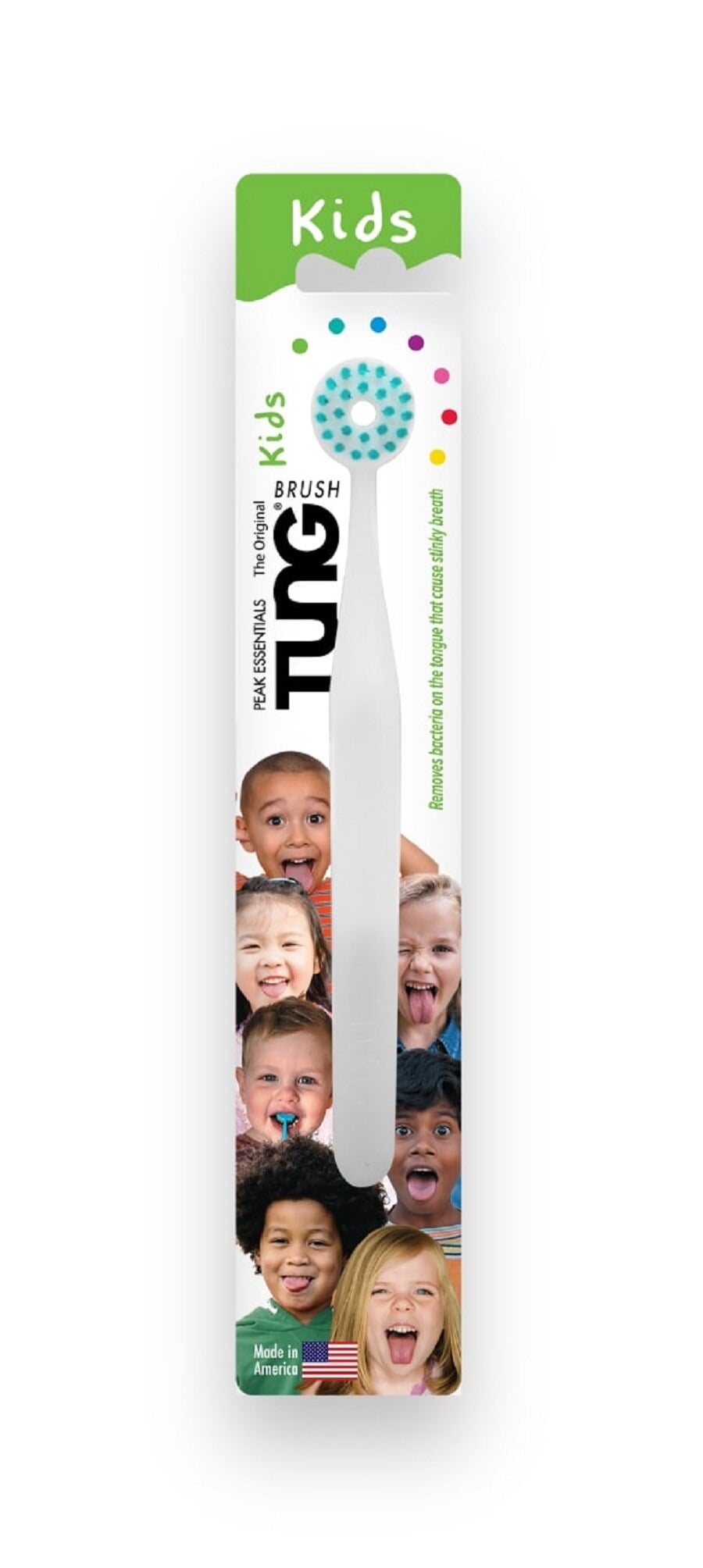 TUNG Brush Kids Tongue Cleaner, Ages 5+, Assorted Colors, 24/Case