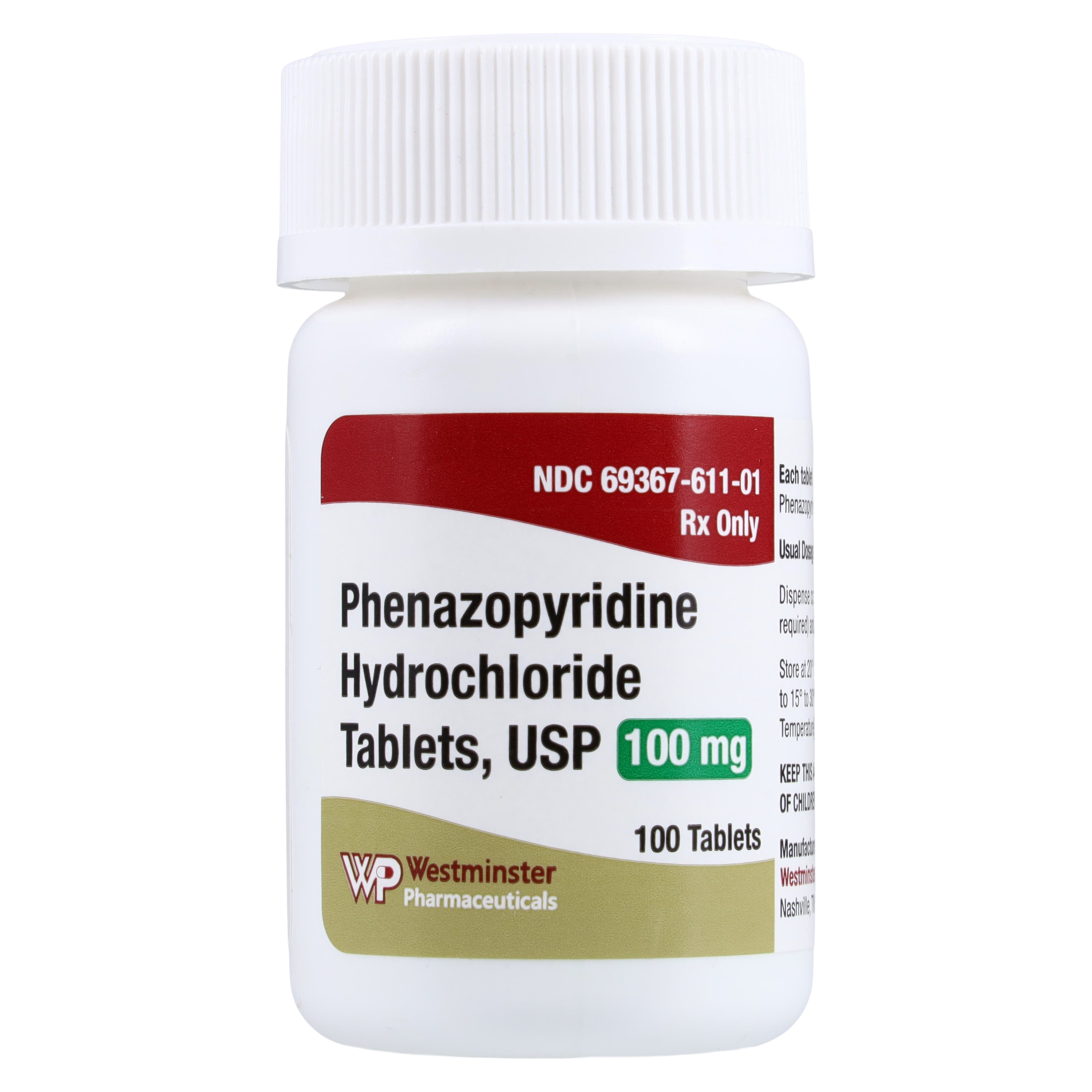 Phenazopyridine Tablets 100mg, 100/Bottle, 01KT0J030JNQC322QMEA2295C1