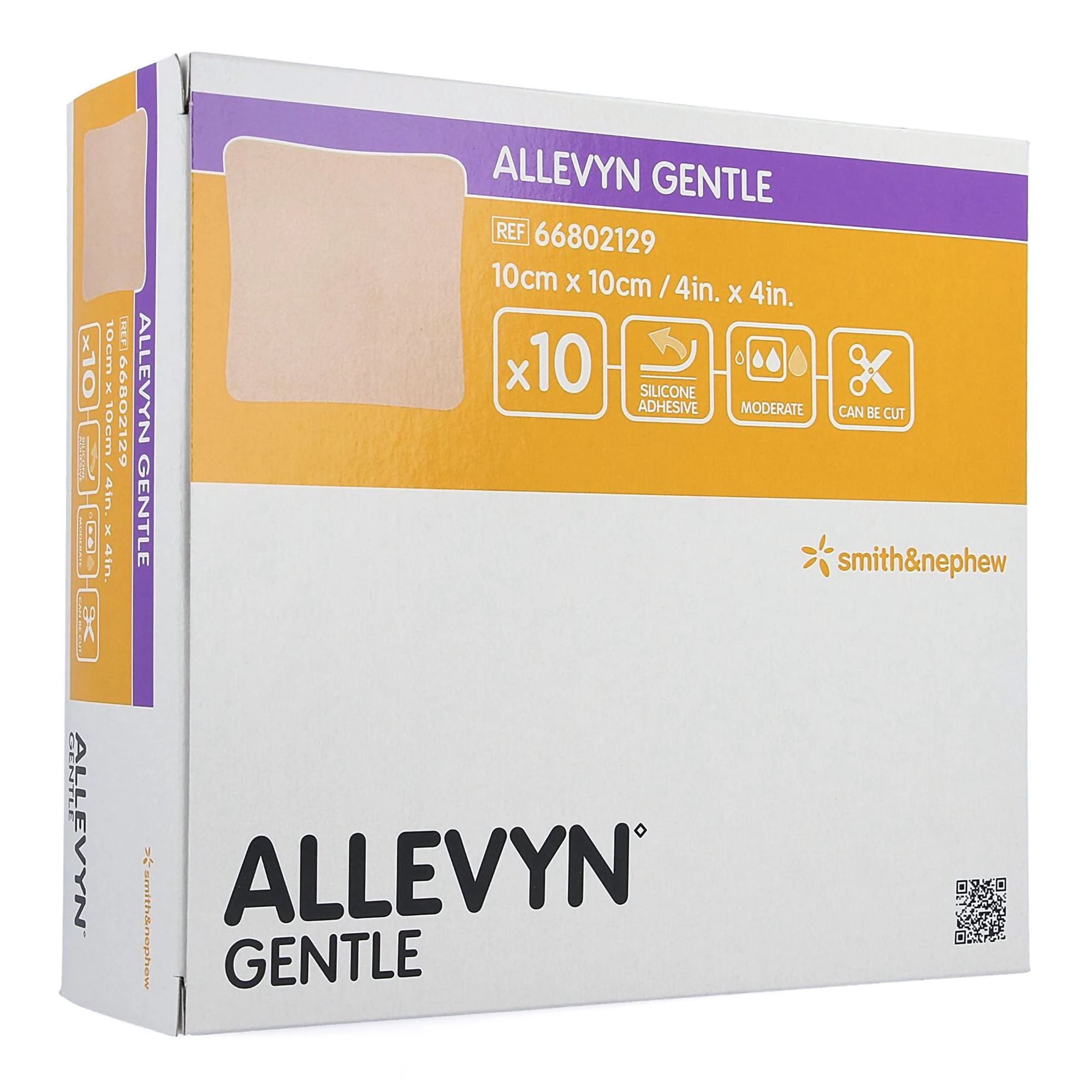 Allevyn Gentle Foam Dressing, 4x4" (10.2 x 10.2 cm), Smith & Nephew