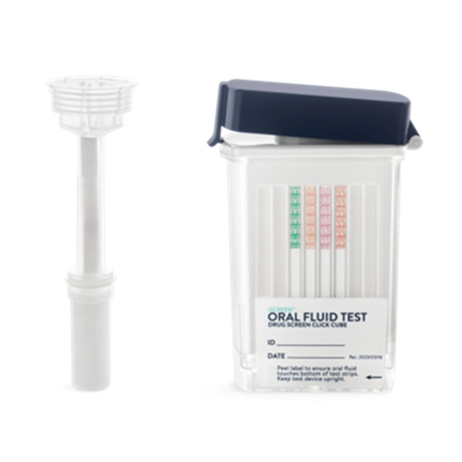 iScreen Oral Fluid Drug Test Cube, 4 Panel (AMP50, COC20, MET50, OPI40), No THC, 25/Box