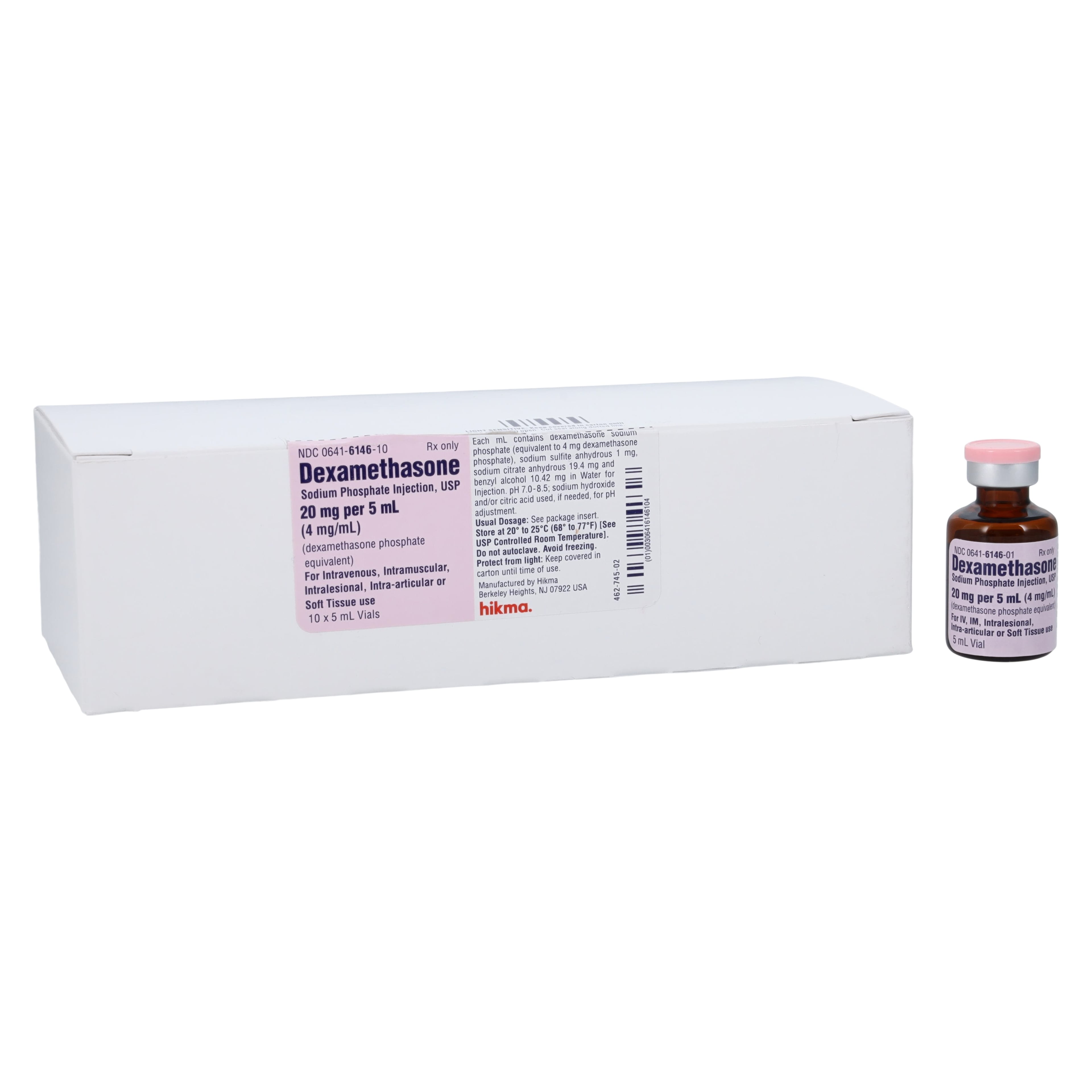 Dexamethasone Sodium Phosphate Injection 4mg/mL, MDV, 5mL Vial, 10/Package