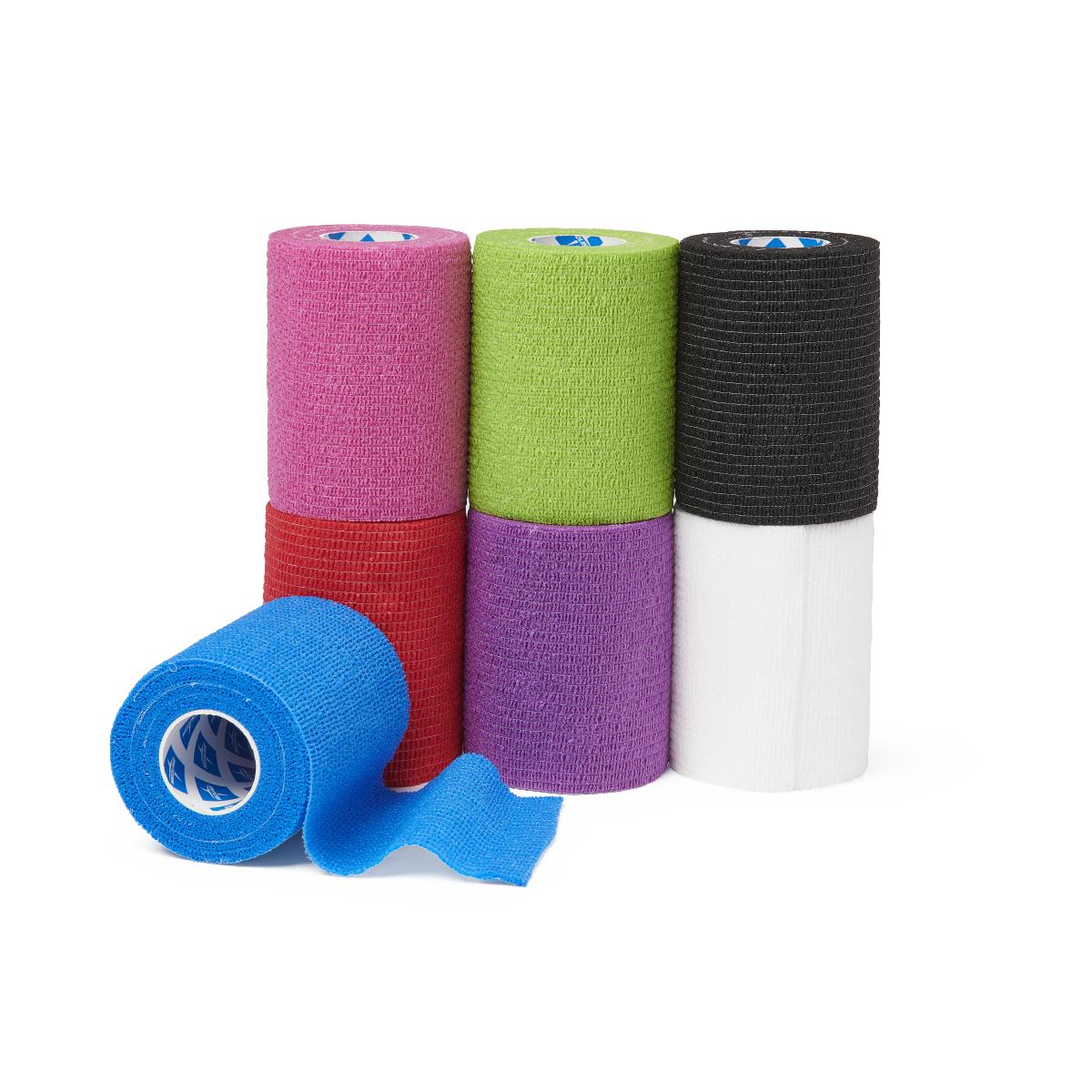 Medline Cohesive Bandage, Elastic, 3" x 5 yd, Assorted Colors, Non-Sterile, 24/Case