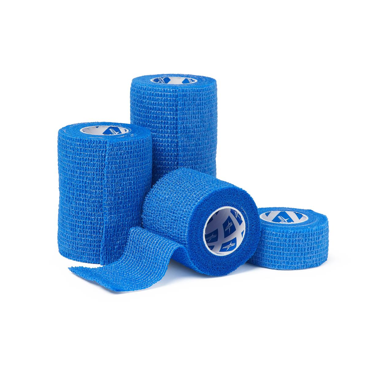 Medline Cohesive Bandage, Self-Adherent, Latex-Free, Non-Sterile, Blue, 1" x 5 yd, 30/Case