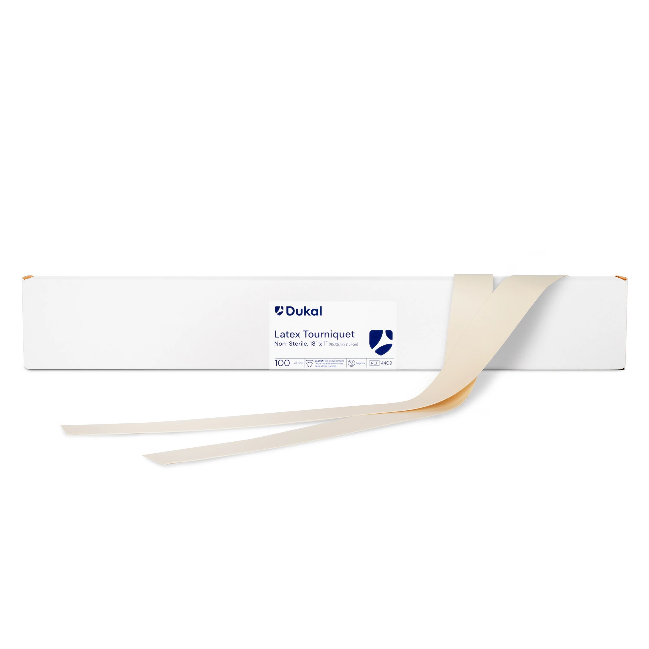 Dukal Latex Tourniquet, Flat, White, 18" x 1", Disposable, 100/Box