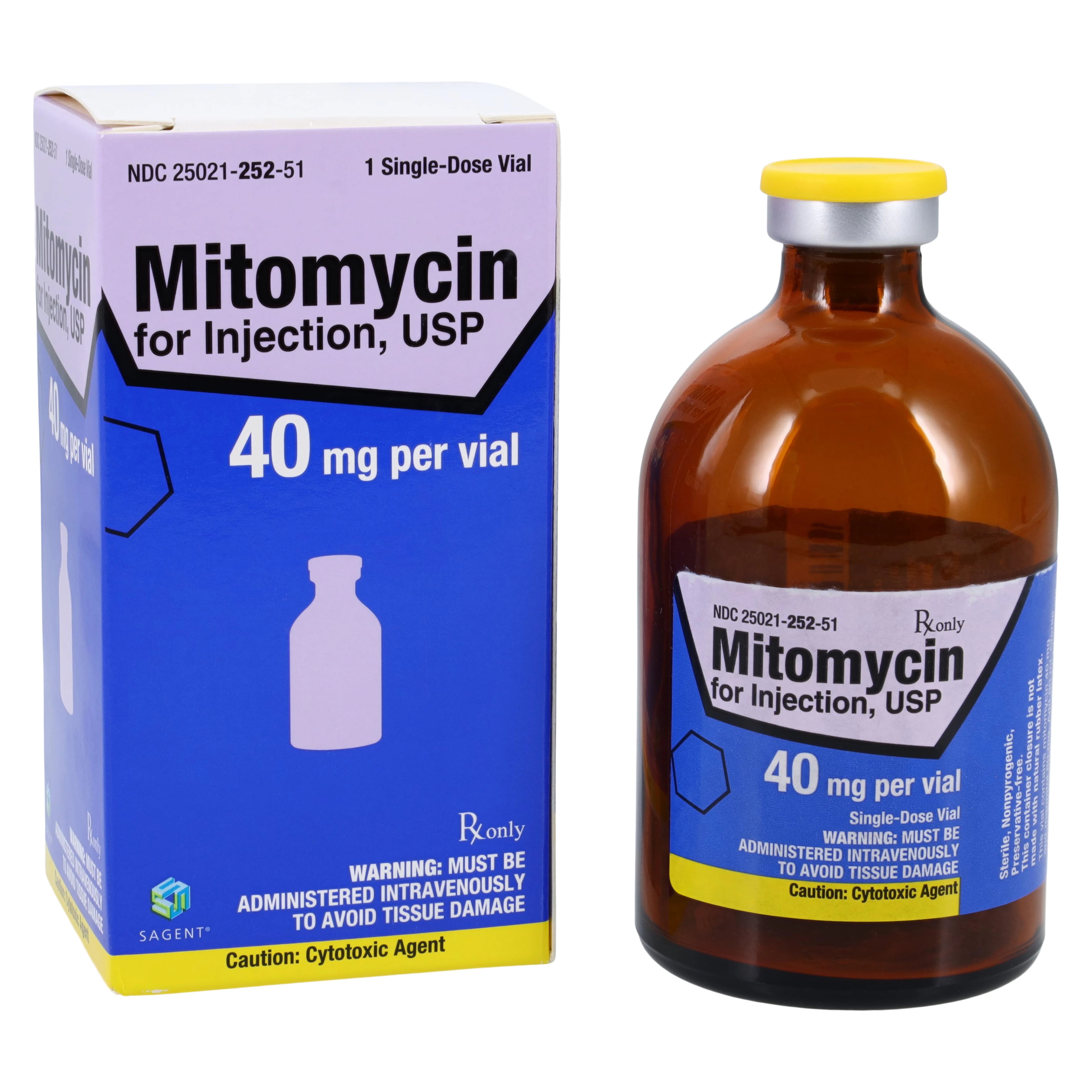 Mitomycin Injection 40 mg/vial, Lyophilized Powder for Solution, Single-Dose Vial, 100 mL, Sagent Pharmaceuticals