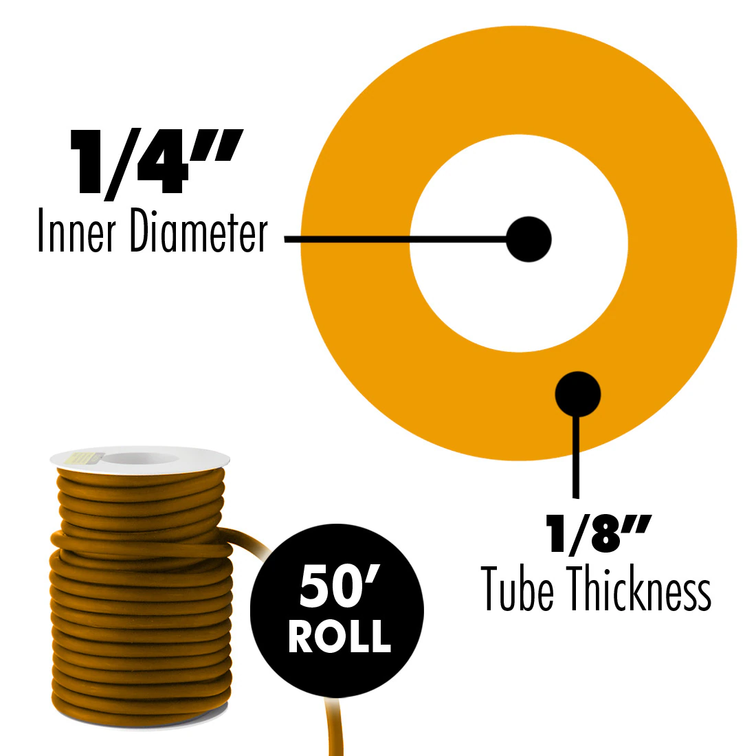 Ace Surgical Latex Tubing, 1/4" x 1/8" Amber
