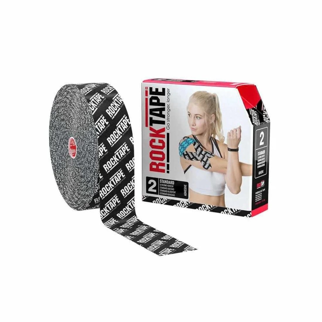 RockTape Kinesiology Tape, 2" x 105', Logo Black, Bulk Roll