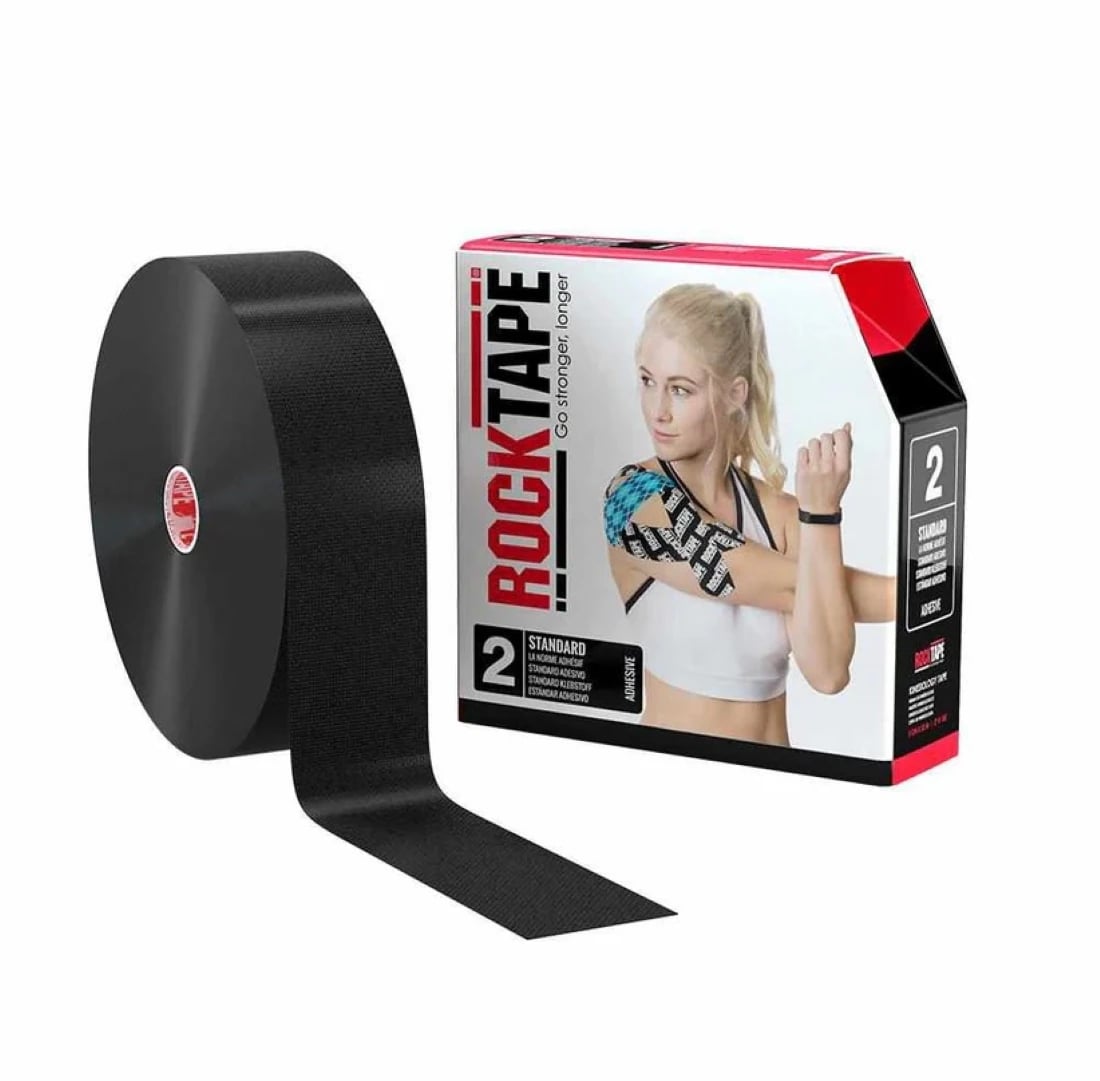 RockTape Kinesiology Tape, 97% Cotton/3% Nylon, 2" x 105', Black, Each
