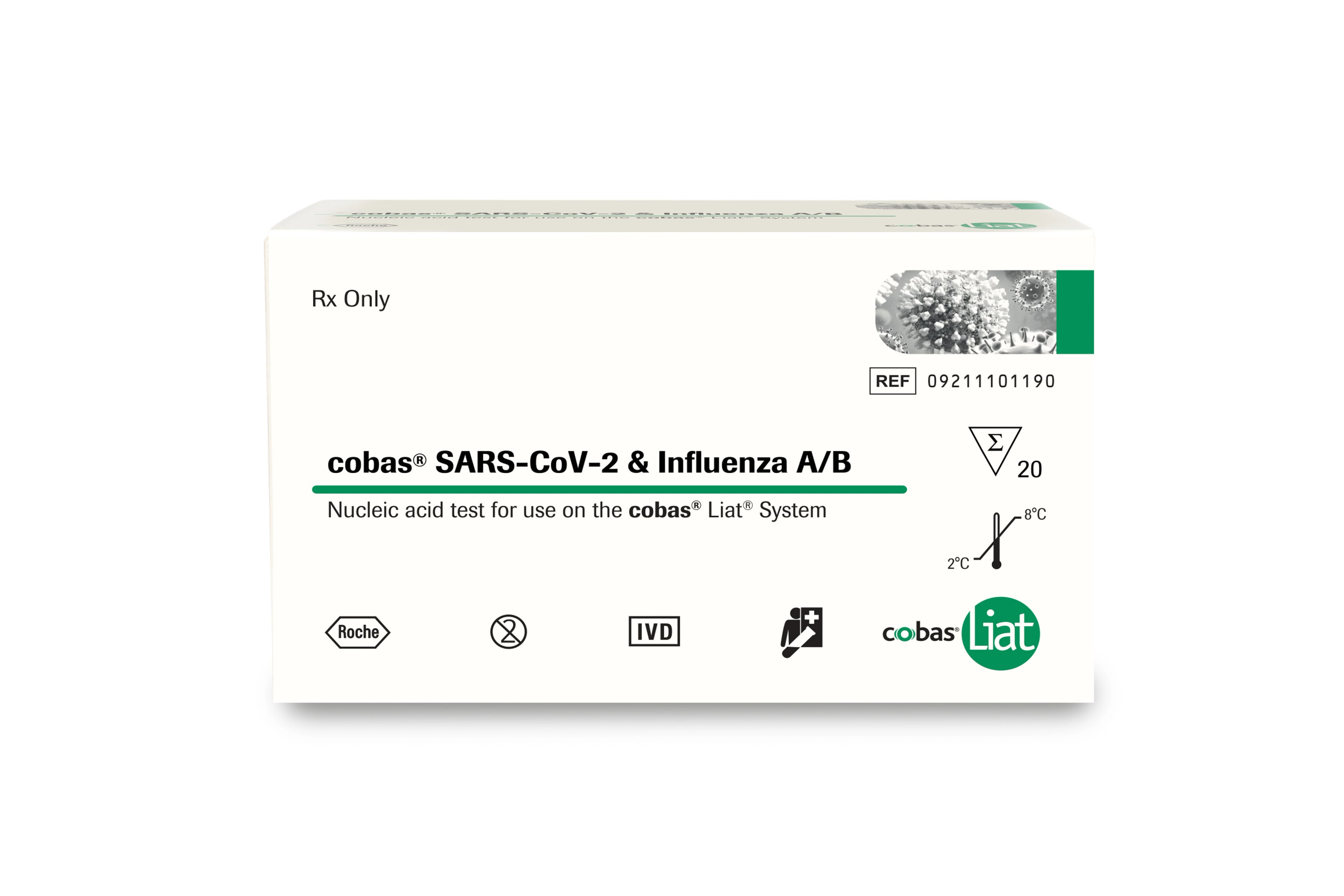 Cobas SARS-CoV-2 & Flu A/B Assay Kit for Cobas Liat, CLIA Waived, 20 Tests/Box