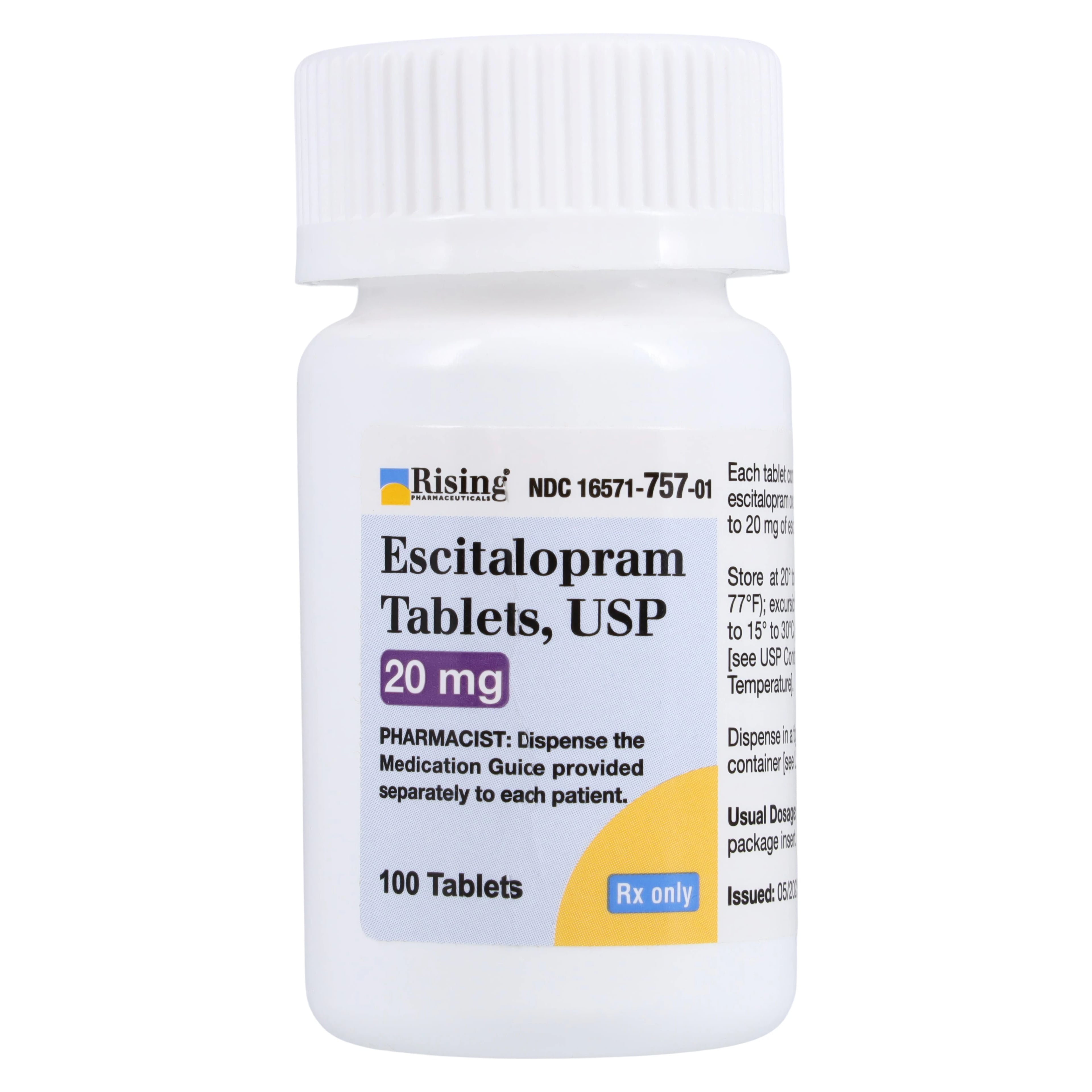 Escitalopram Oxalate Tablets 20mg, 100 Count Bottle (Rising Pharmaceuticals)