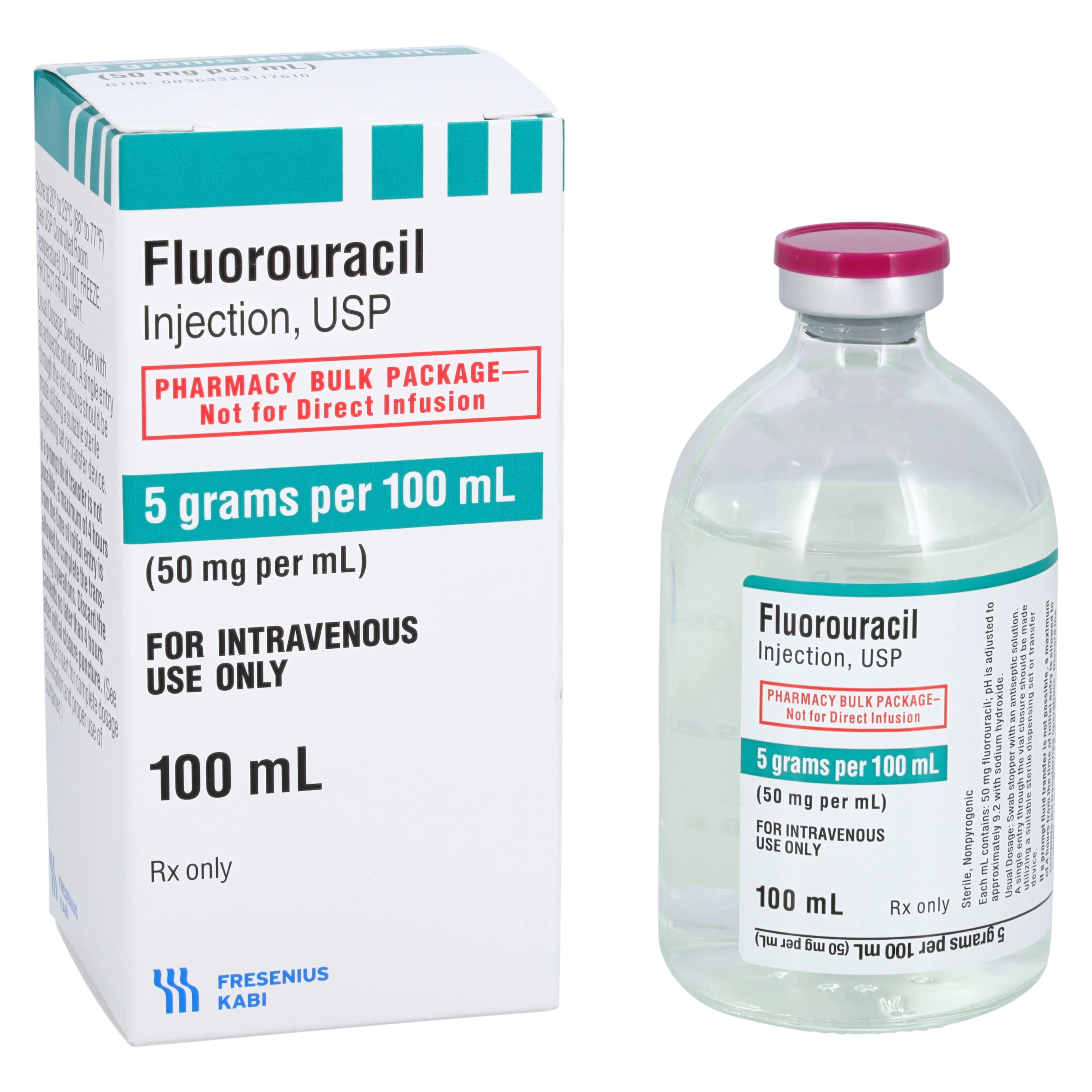 Fluorouracil Injection 50 mg/mL, Pharmacy Bulk Pack, 100 mL, Fresenius Kabi