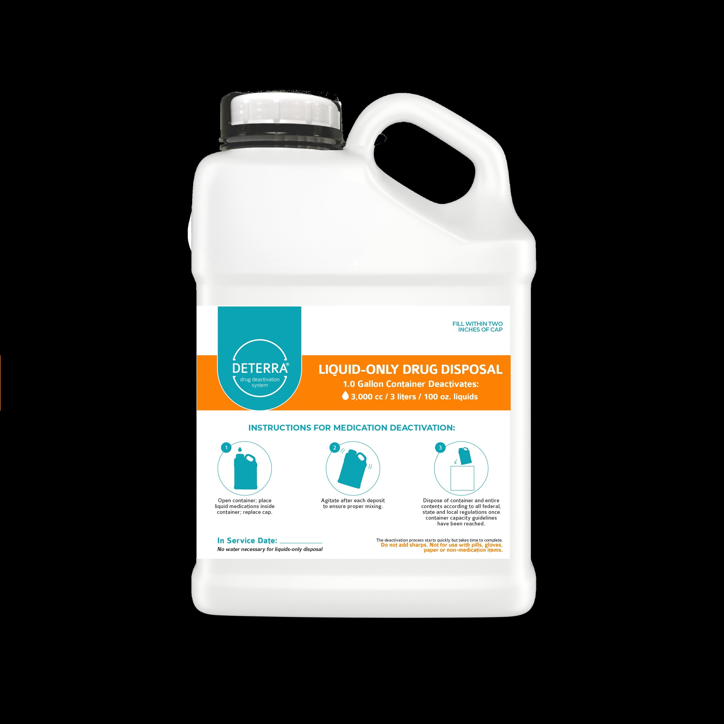Deterra Drug Deactivation System, Liquids Only, 1 Gallon Bottle, 4/Case