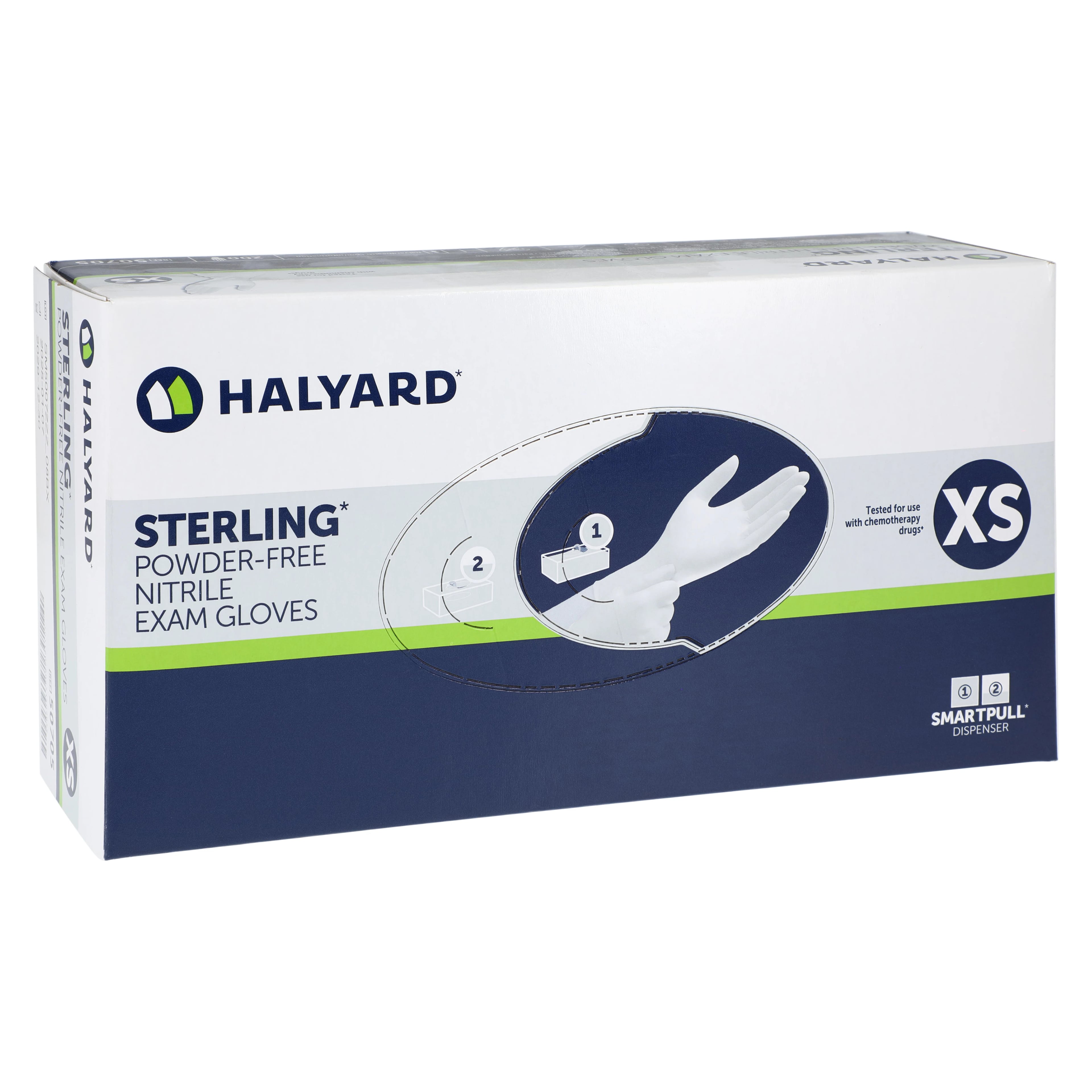 Halyard Sterling Nitrile Exam Gloves, Powder-Free, Non-Sterile, X-Small, White, 200/Box