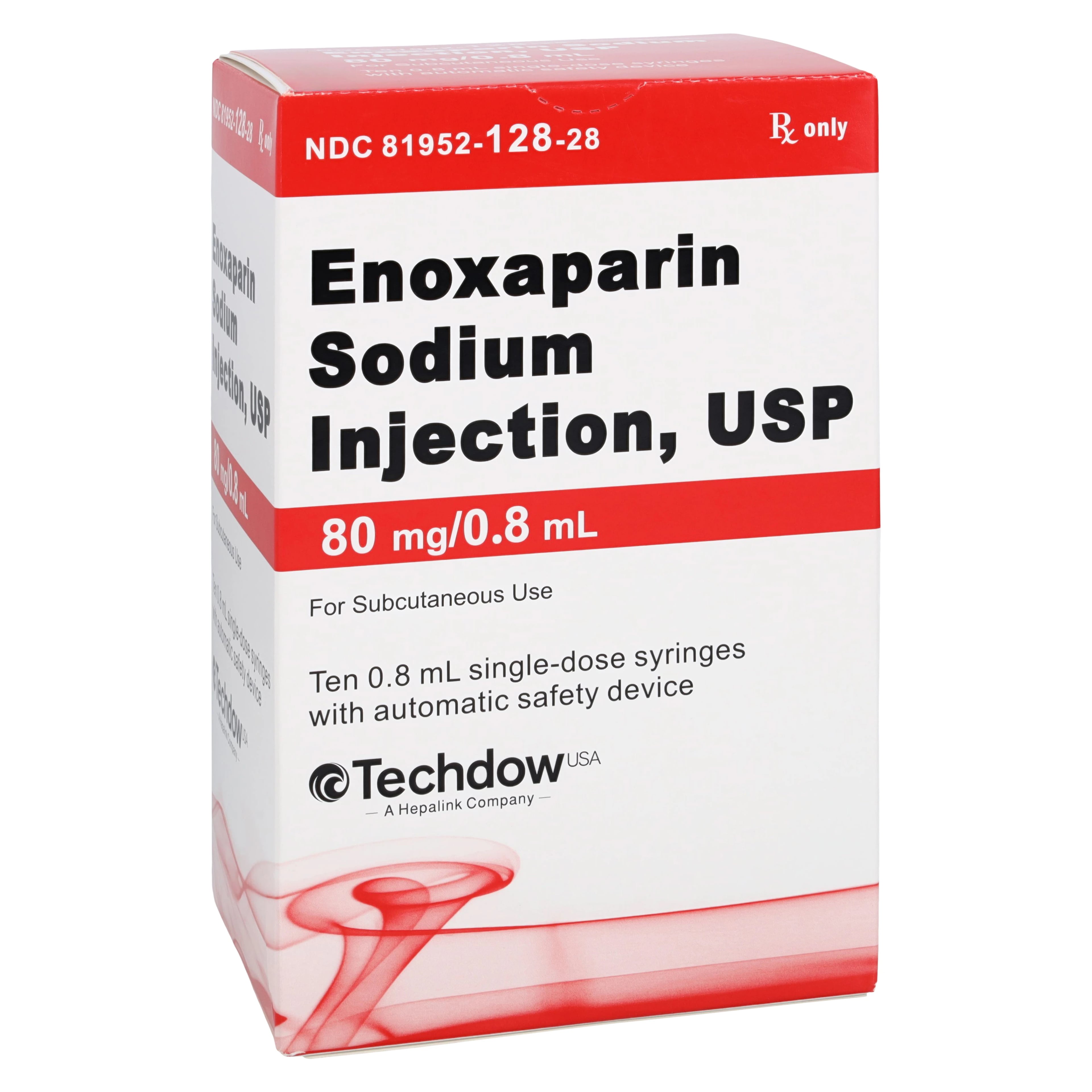Enoxaparin Sodium Injection, 80 mg/0.8 mL, Prefilled Syringe, 10/Package