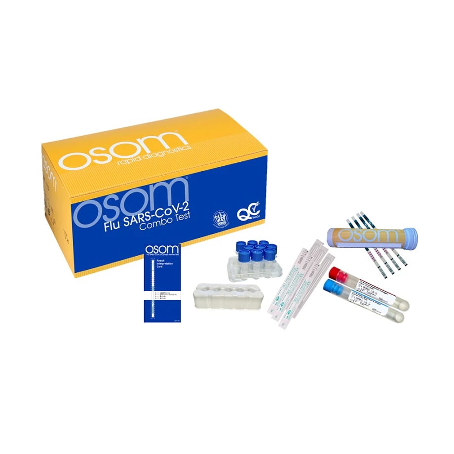 OSOM SARS-CoV-2/Flu A/B Rapid Test Kit, CLIA Waived, 25 Tests/Box