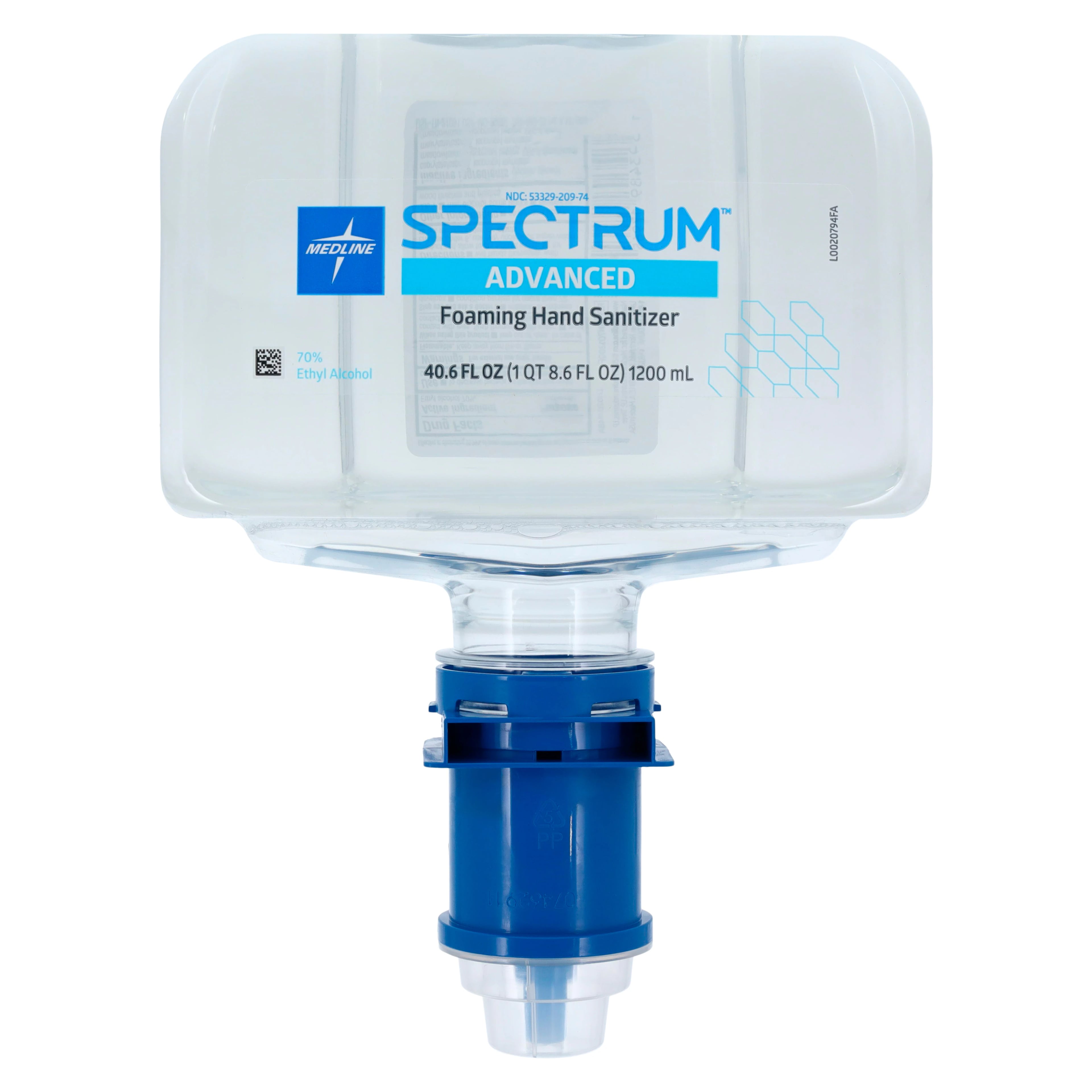 Medline Spectrum Foaming Hand Sanitizer, 70% Alcohol, Fragrance Free, 1.2 L, 2/Case