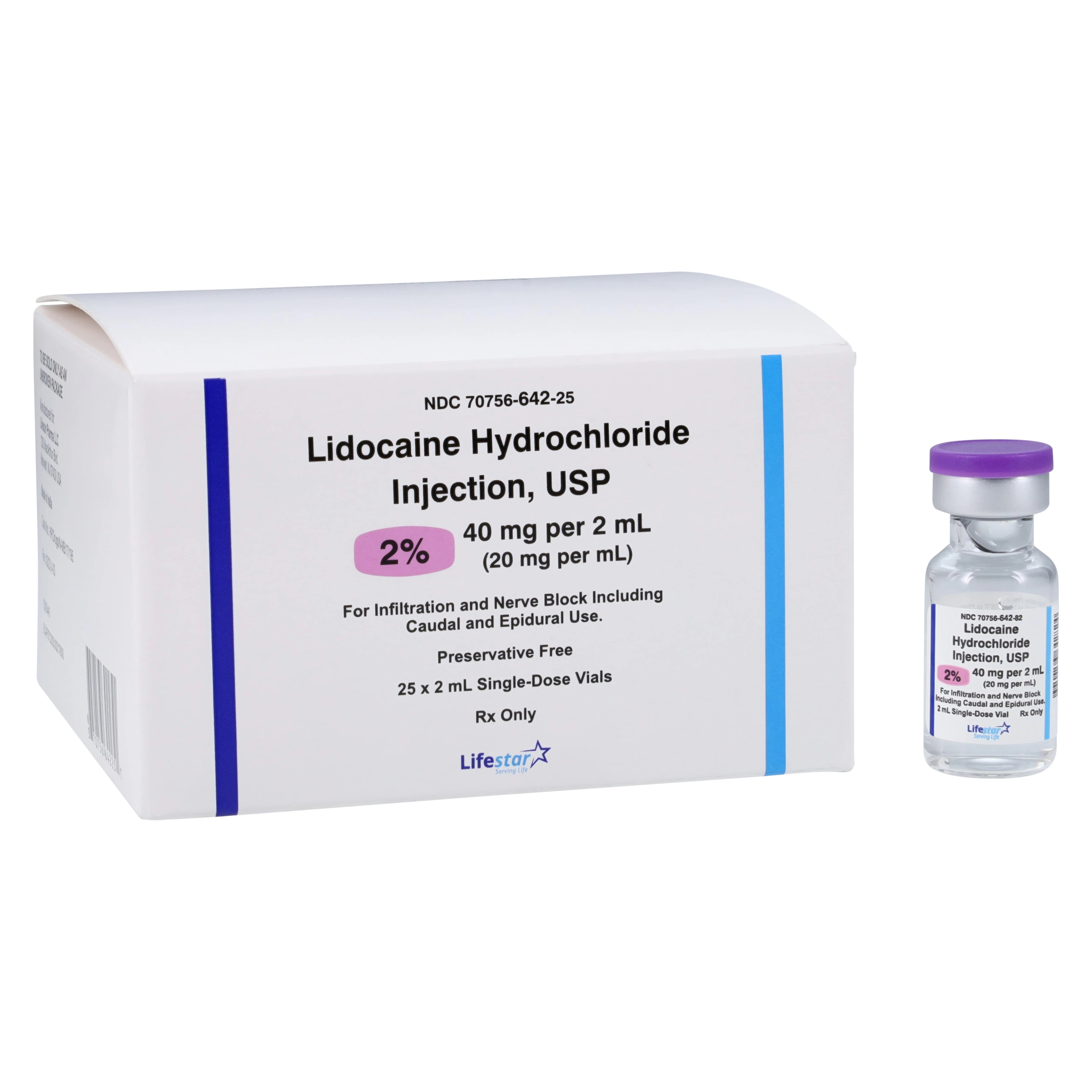 Lidocaine HCl Injection 2% SDV 2mL (25/Package)