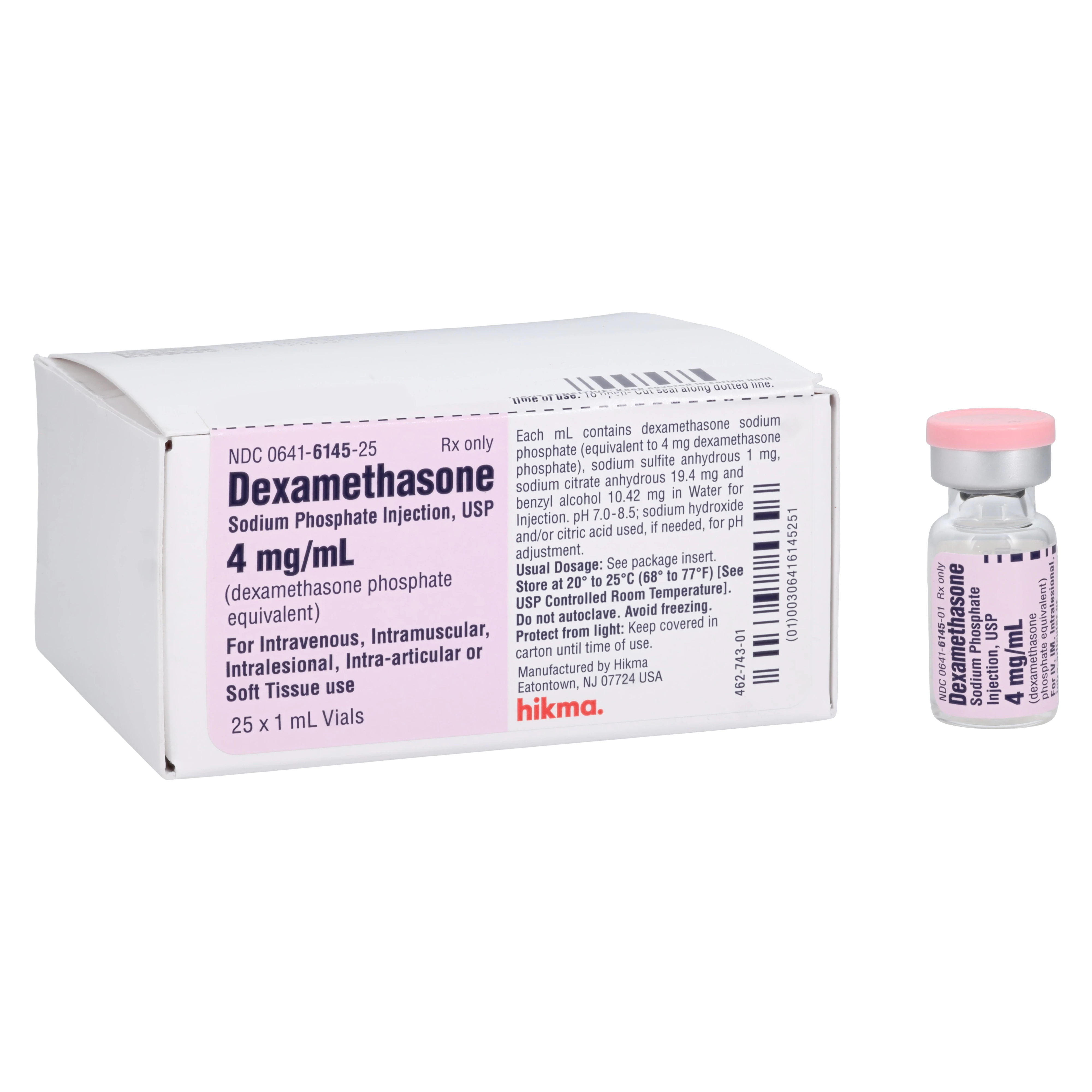 Dexamethasone Sodium Phosphate Injection 4mg/mL SDV 1mL, 25/Package