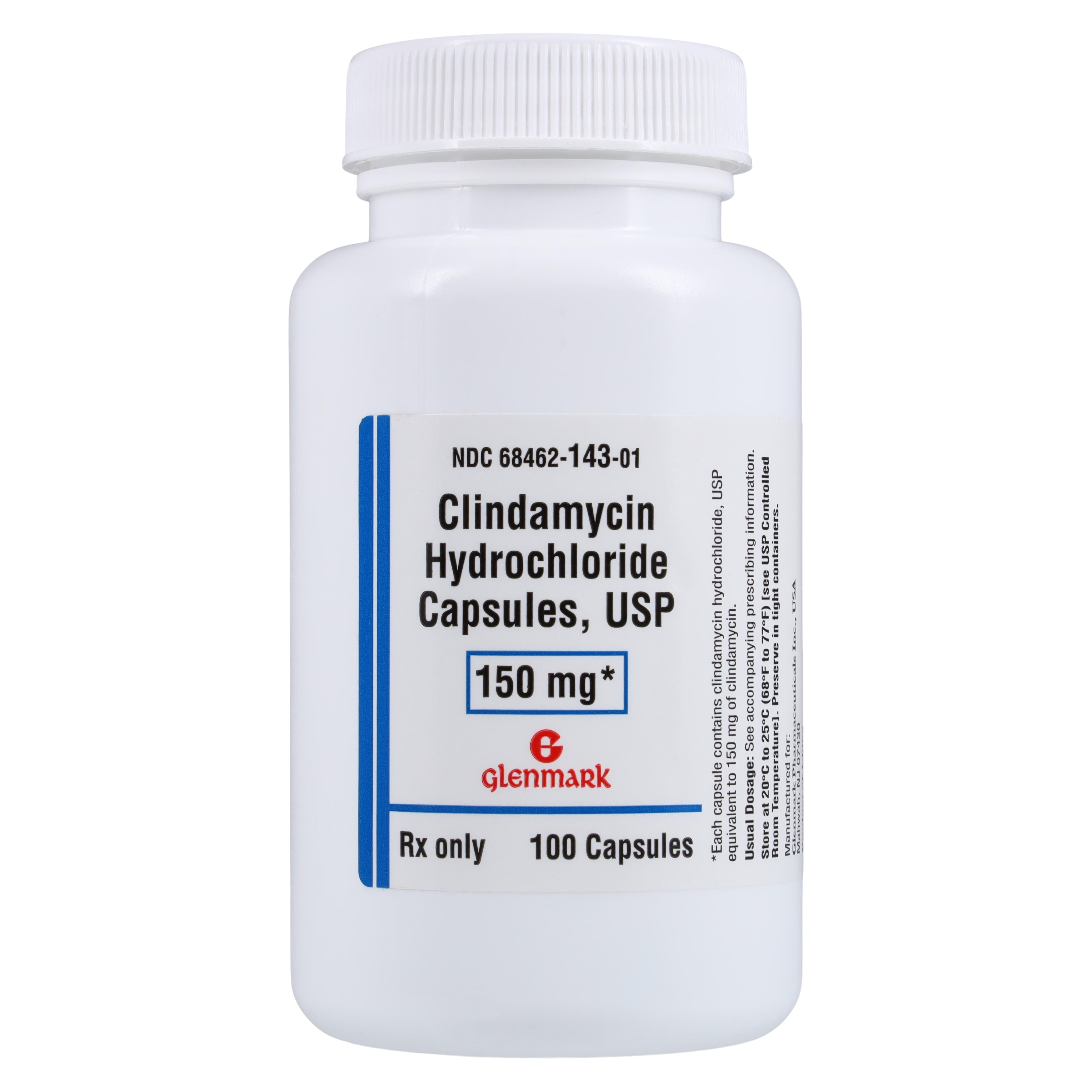 Clindamycin Hydrochloride Capsules USP, 150 mg, 100/Bottle, Glenmark Pharmaceuticals