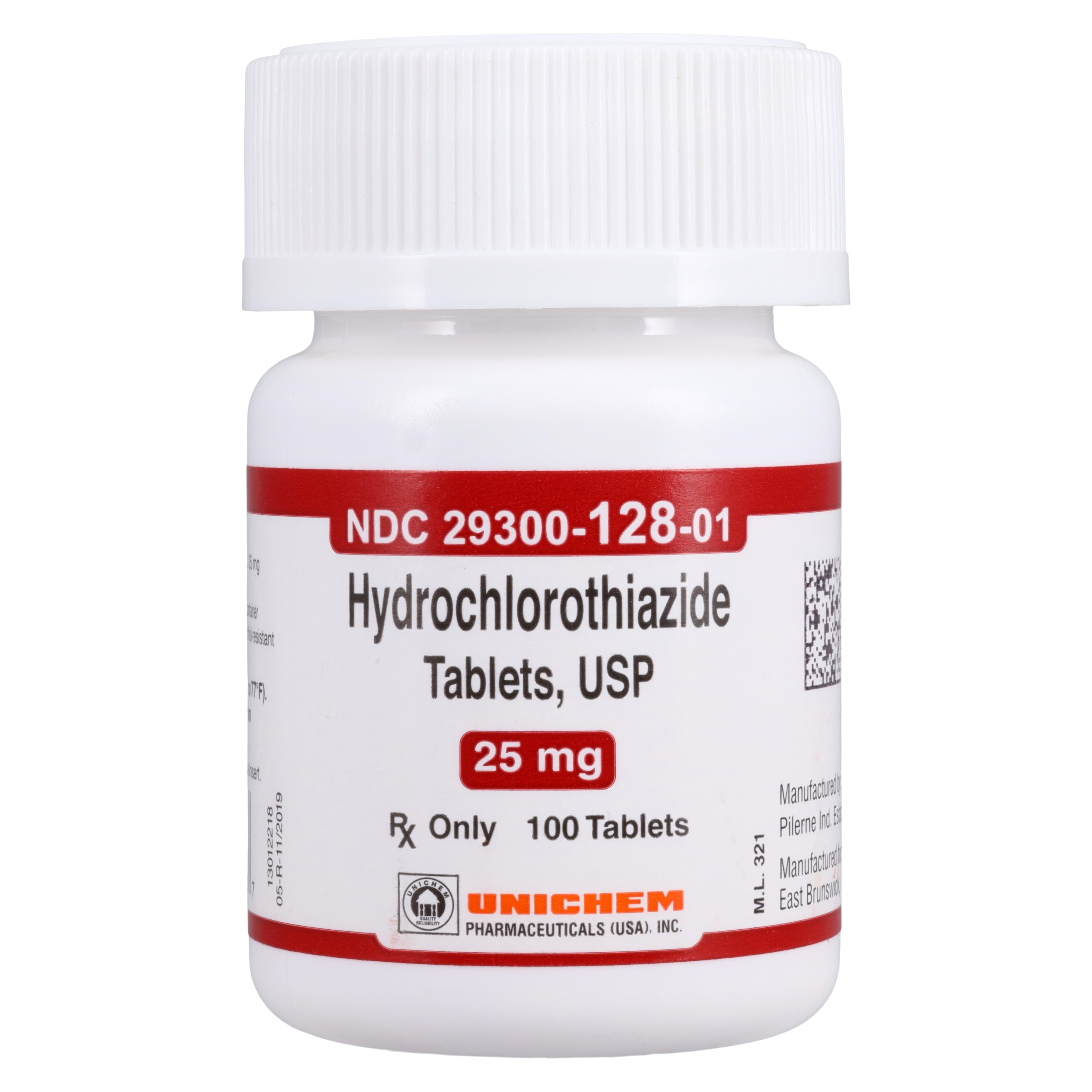 Hydrochlorothiazide Tablets, 25mg, 100/Bottle, Unichem Pharmaceuticals