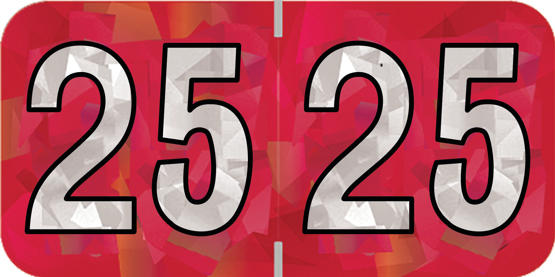 Arden Label 2025 Holographic Red End Tab Label, 500/Roll