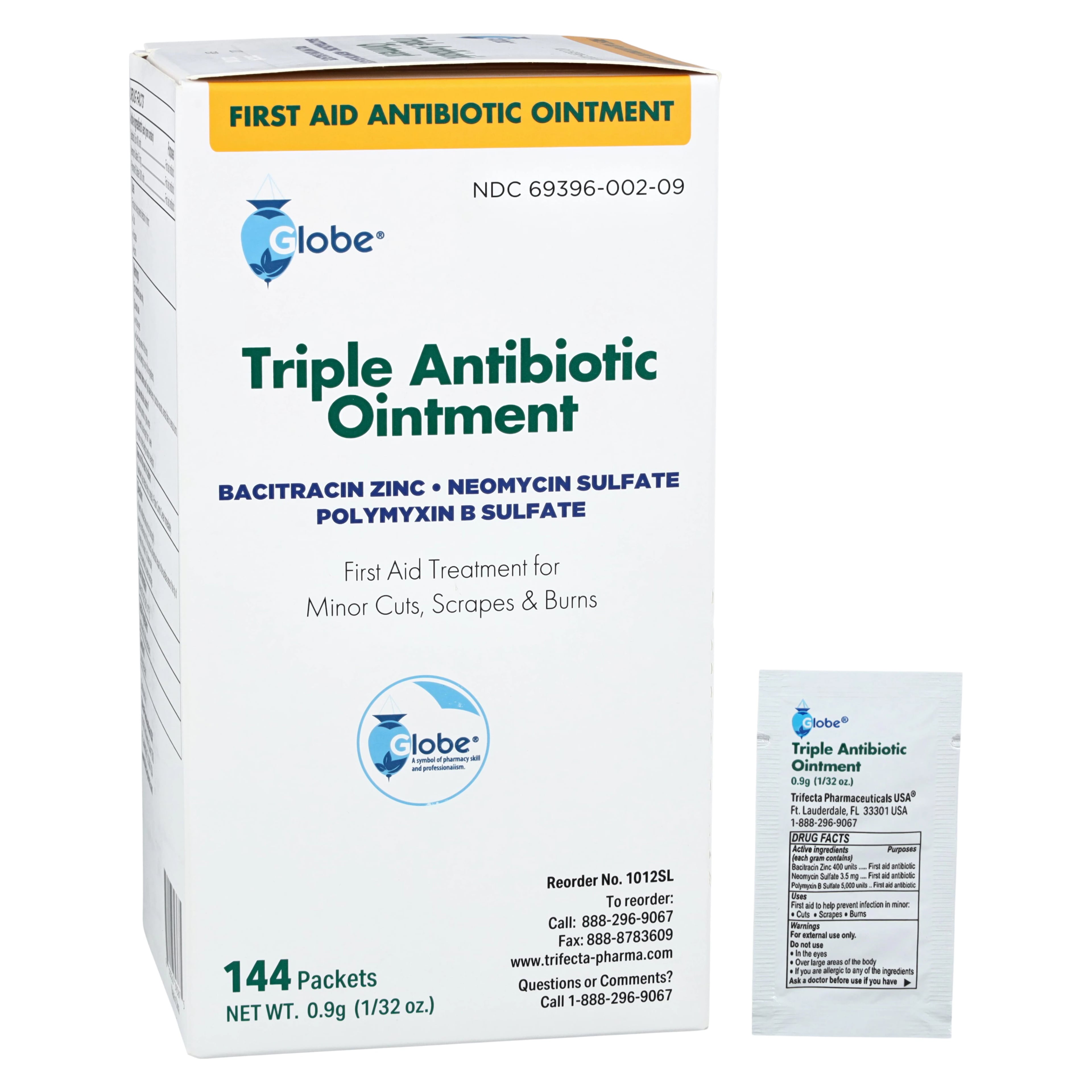 Triple Antibiotic Ointment, 0.9g Foil Pack, 144/Box, Trifecta Pharmaceuticals
