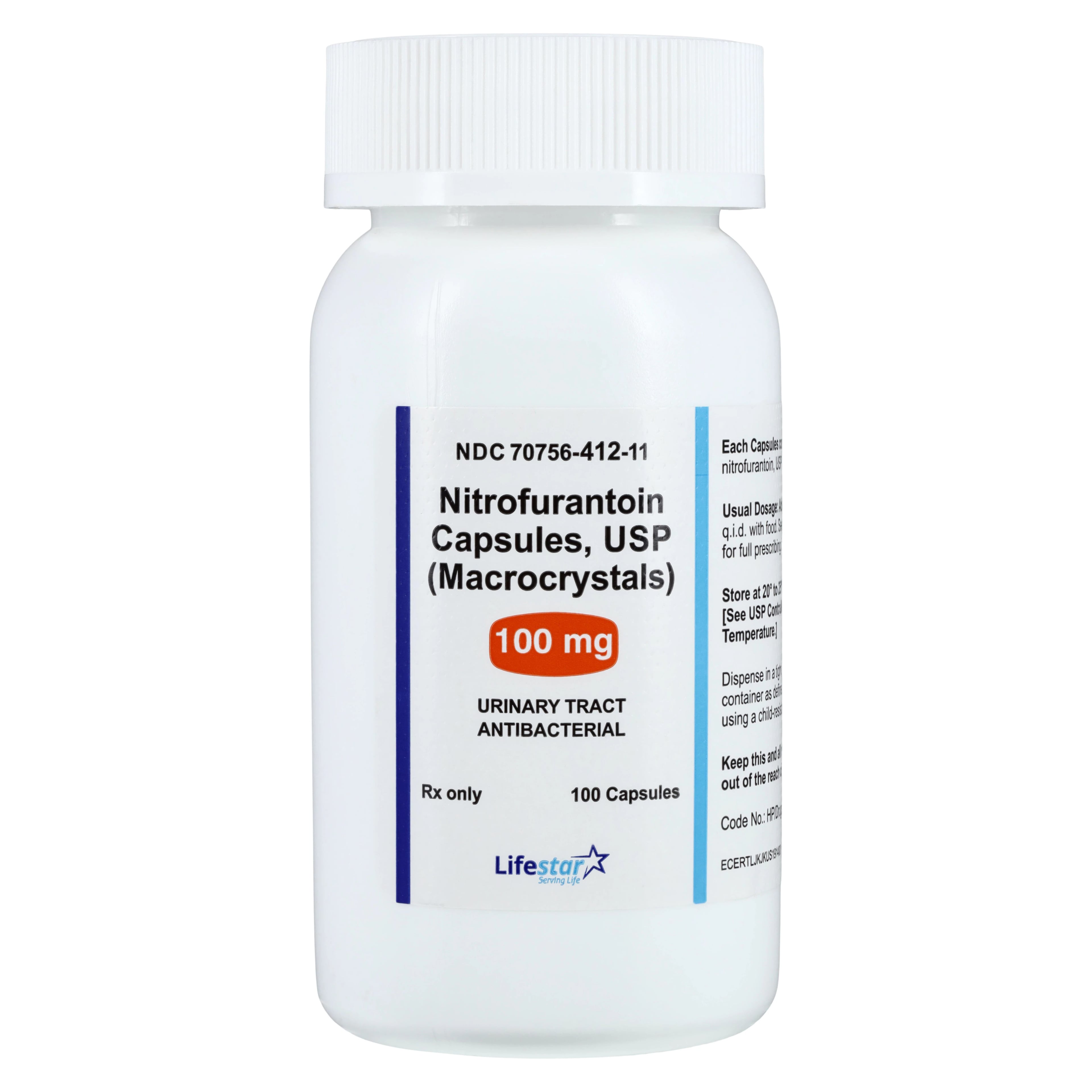 Nitrofurantoin Macro Capsules, 100mg, 100/Bottle