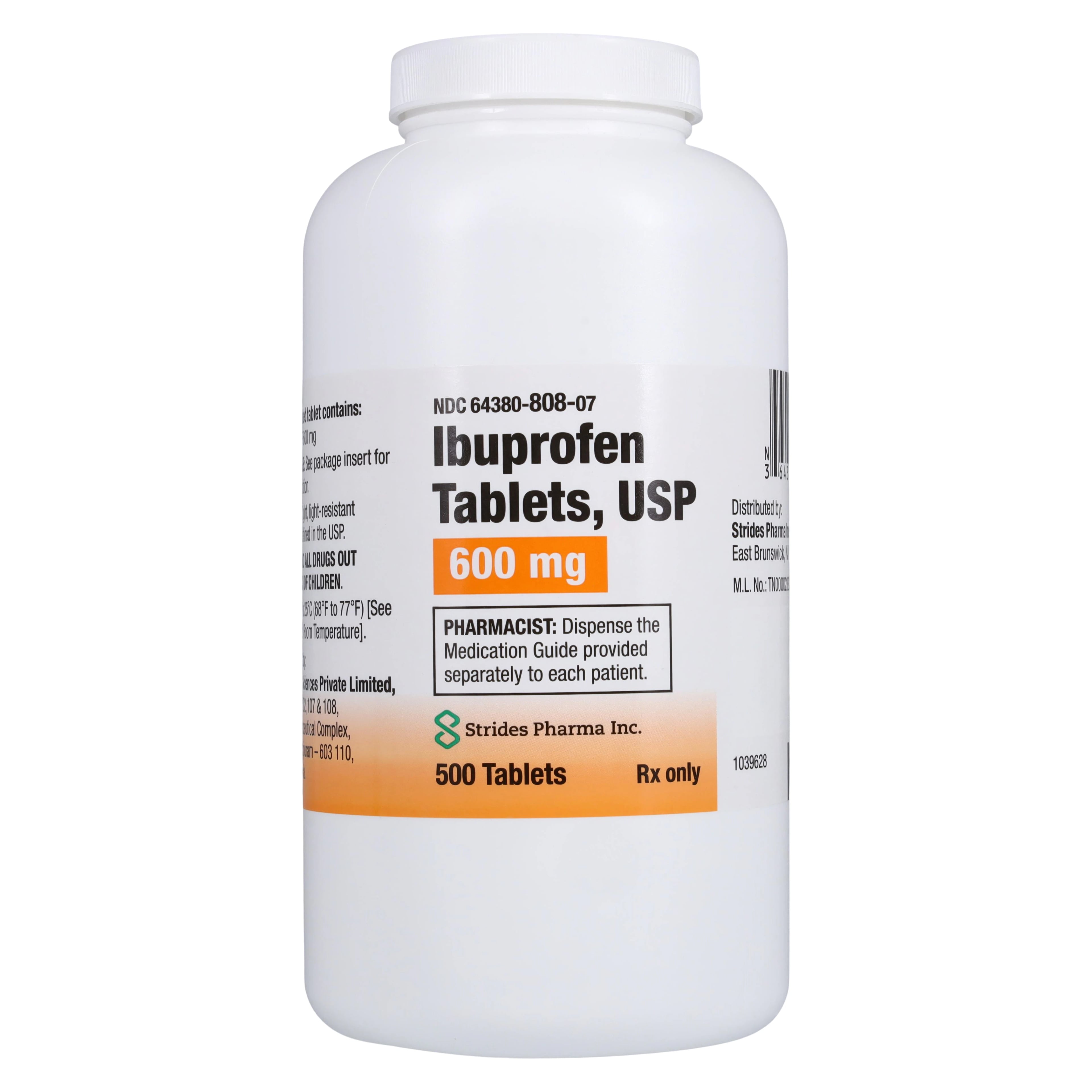 Ibuprofen Tablets, 600mg, 500/Bottle