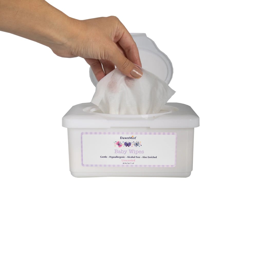 DawnMist Baby Wipes, Alcohol Free, Aloe Vera & Lanolin, White, 7" x 8", 960/Case