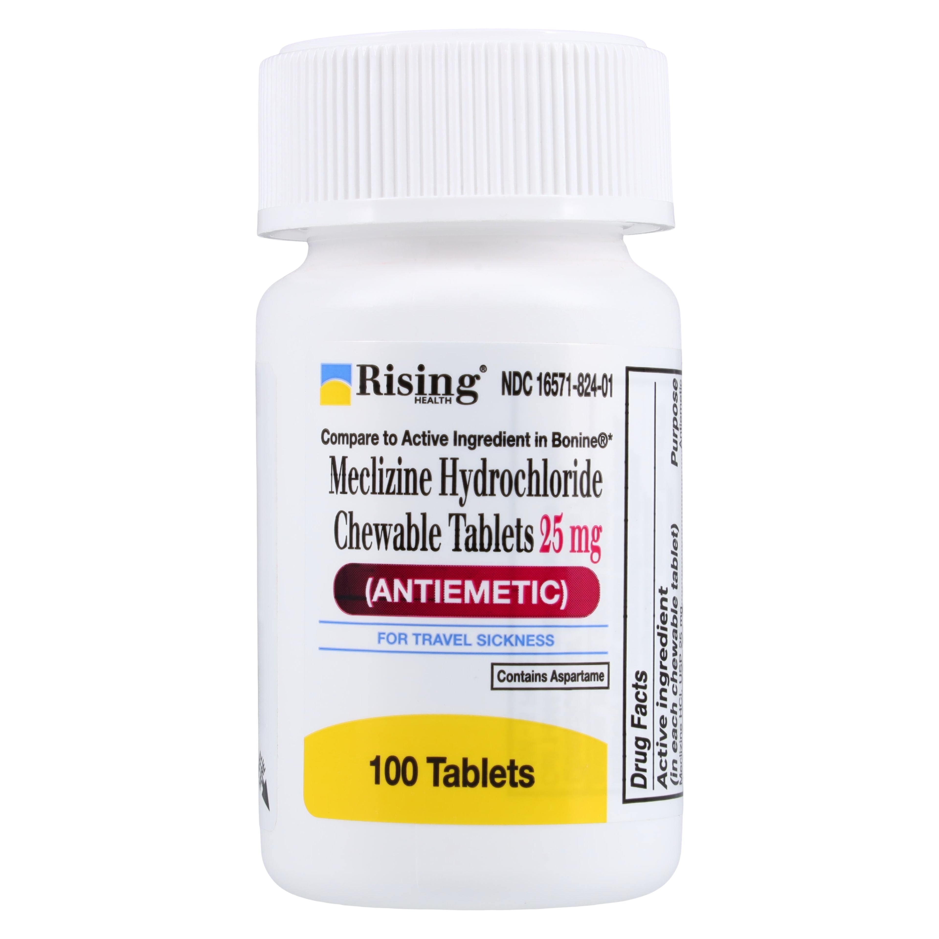 Meclizine HCl Chewable Tablets, 25mg, 100/Bottle