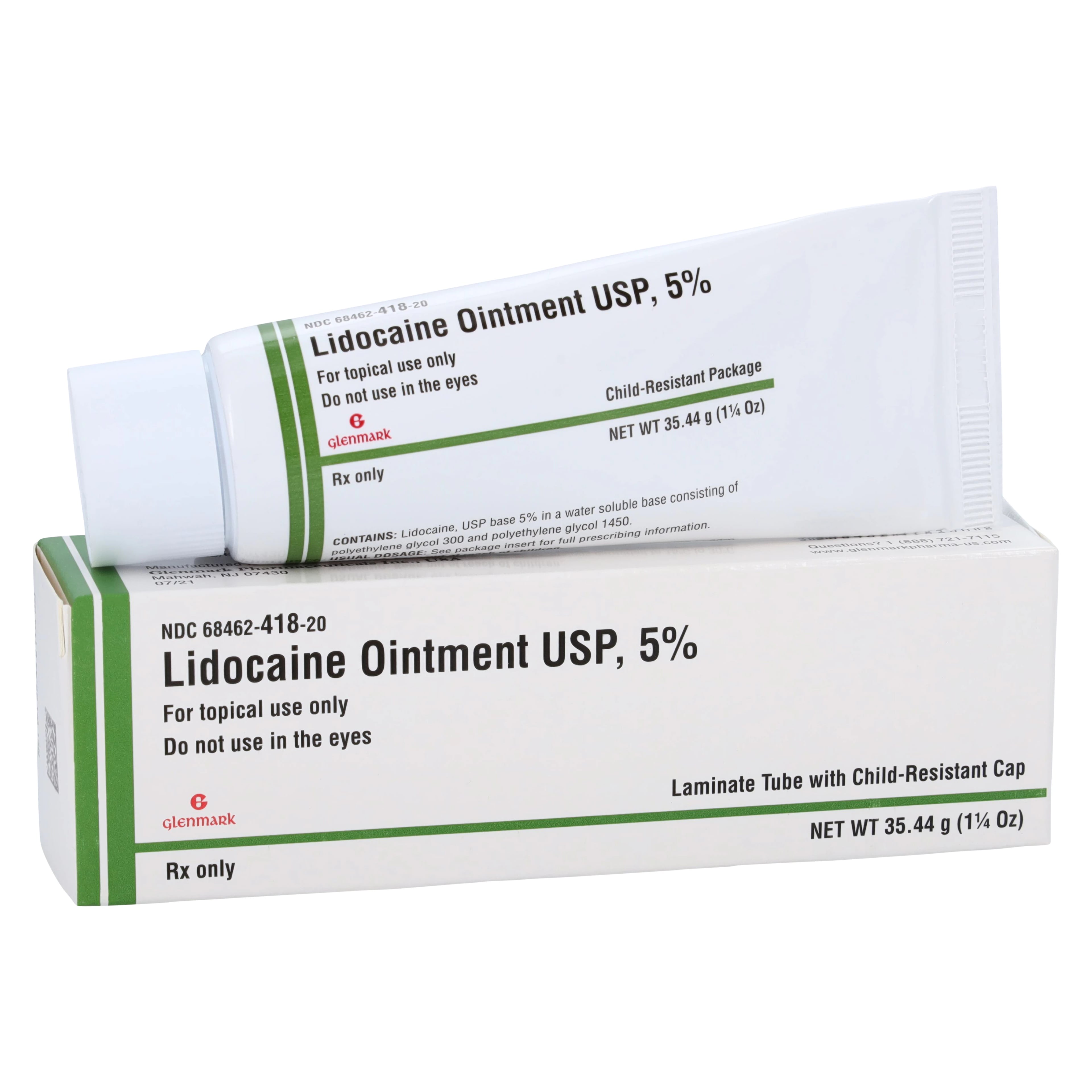 Lidocaine Topical Ointment 5%, 35.44g Tube, Glenmark Pharmaceuticals