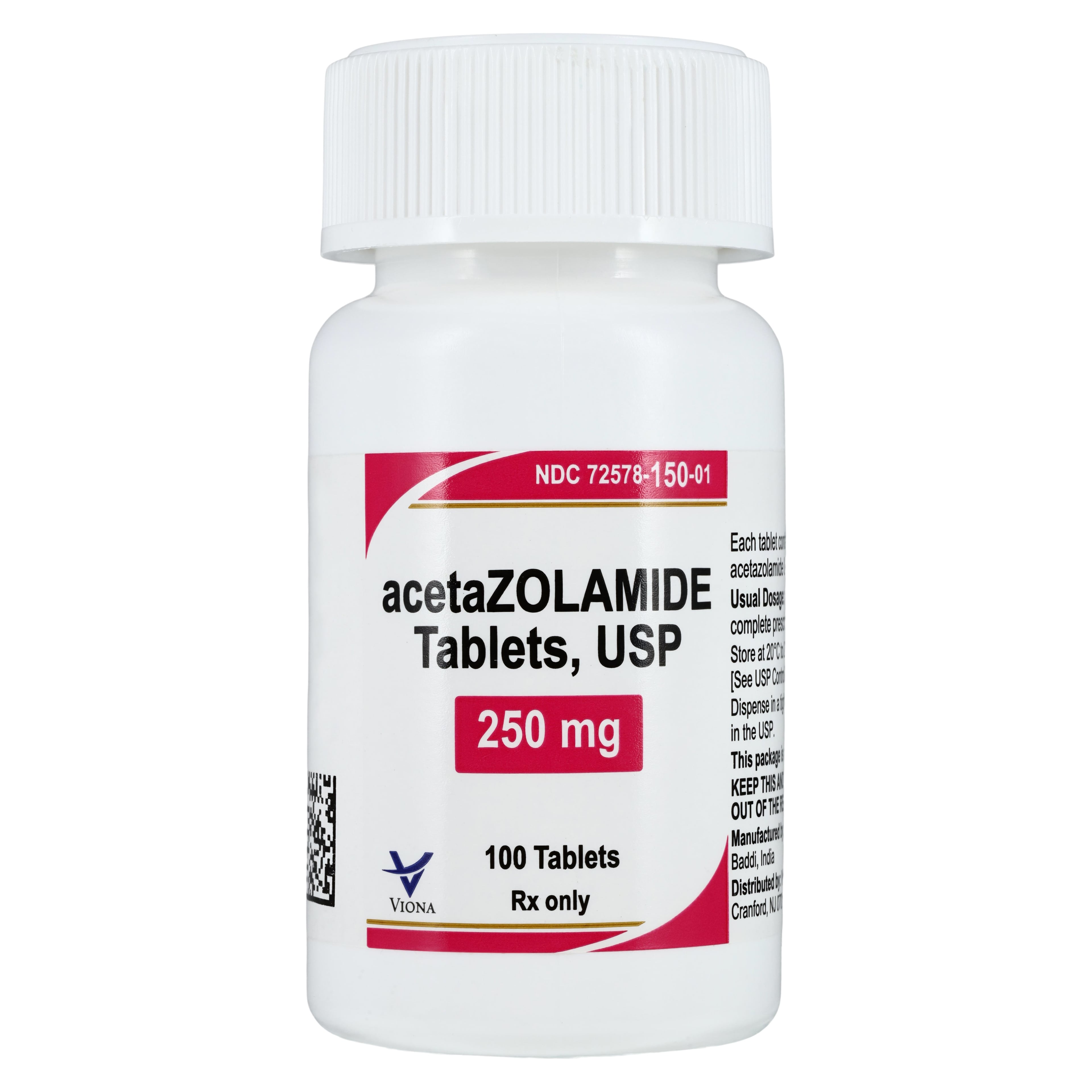 Acetazolamide Tablets, 250mg, 100/Bottle