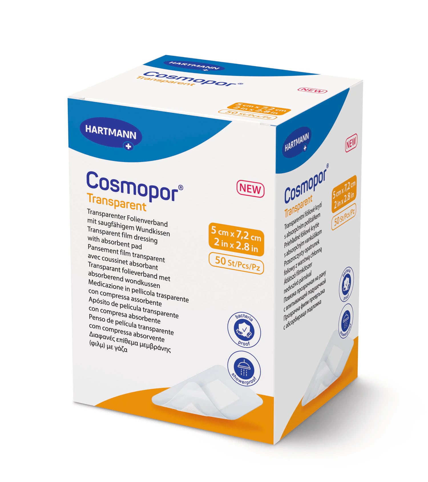 Cosmopor Transparent Dressing, Polyurethane Film, 2x2.8", Sterile, Rectangle, Self-Adhesive