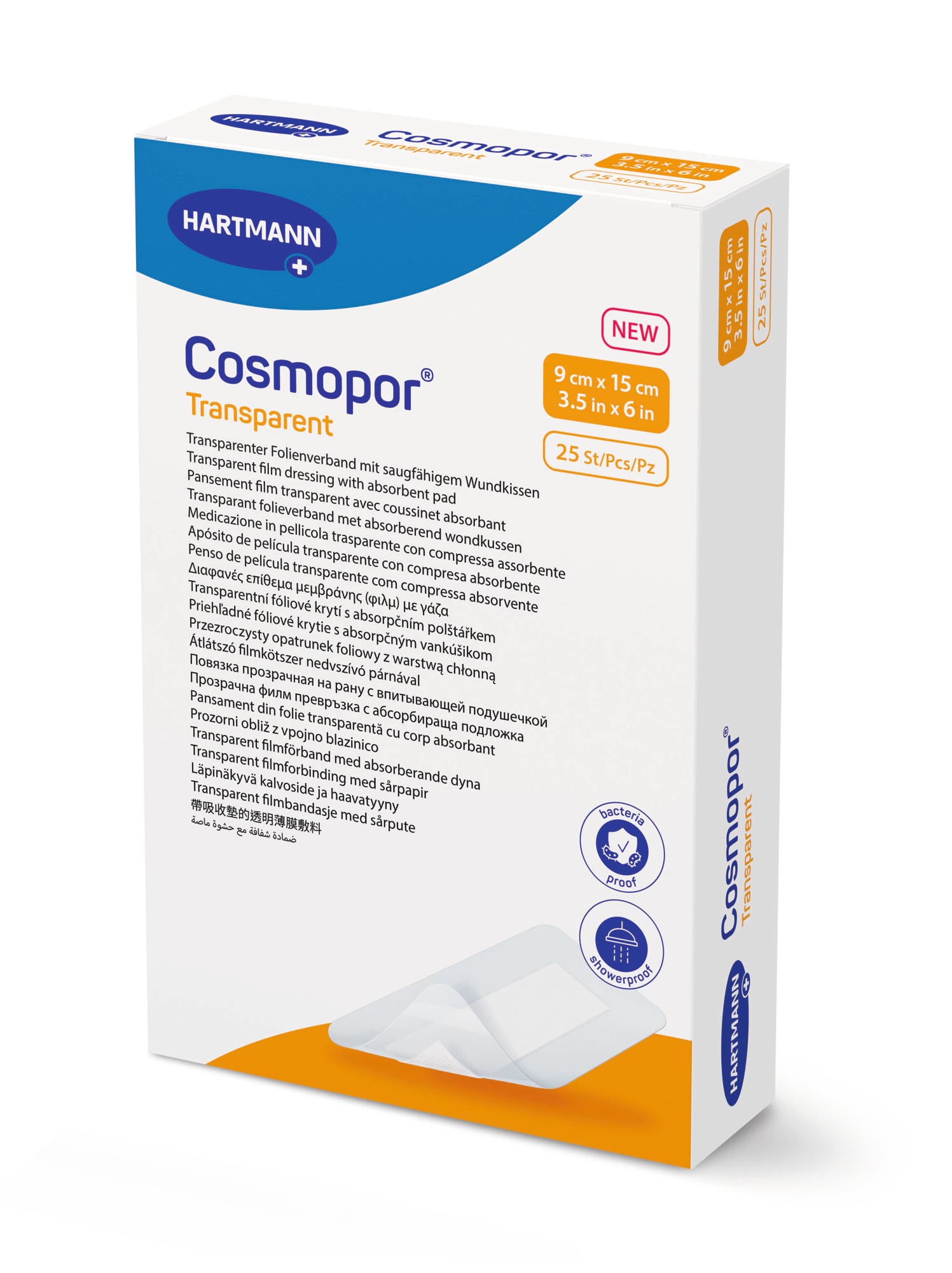 Cosmopor Transparent Dressing, Polyurethane Film, 3.5" x 6", Sterile, Self-Adhesive, Rectangle