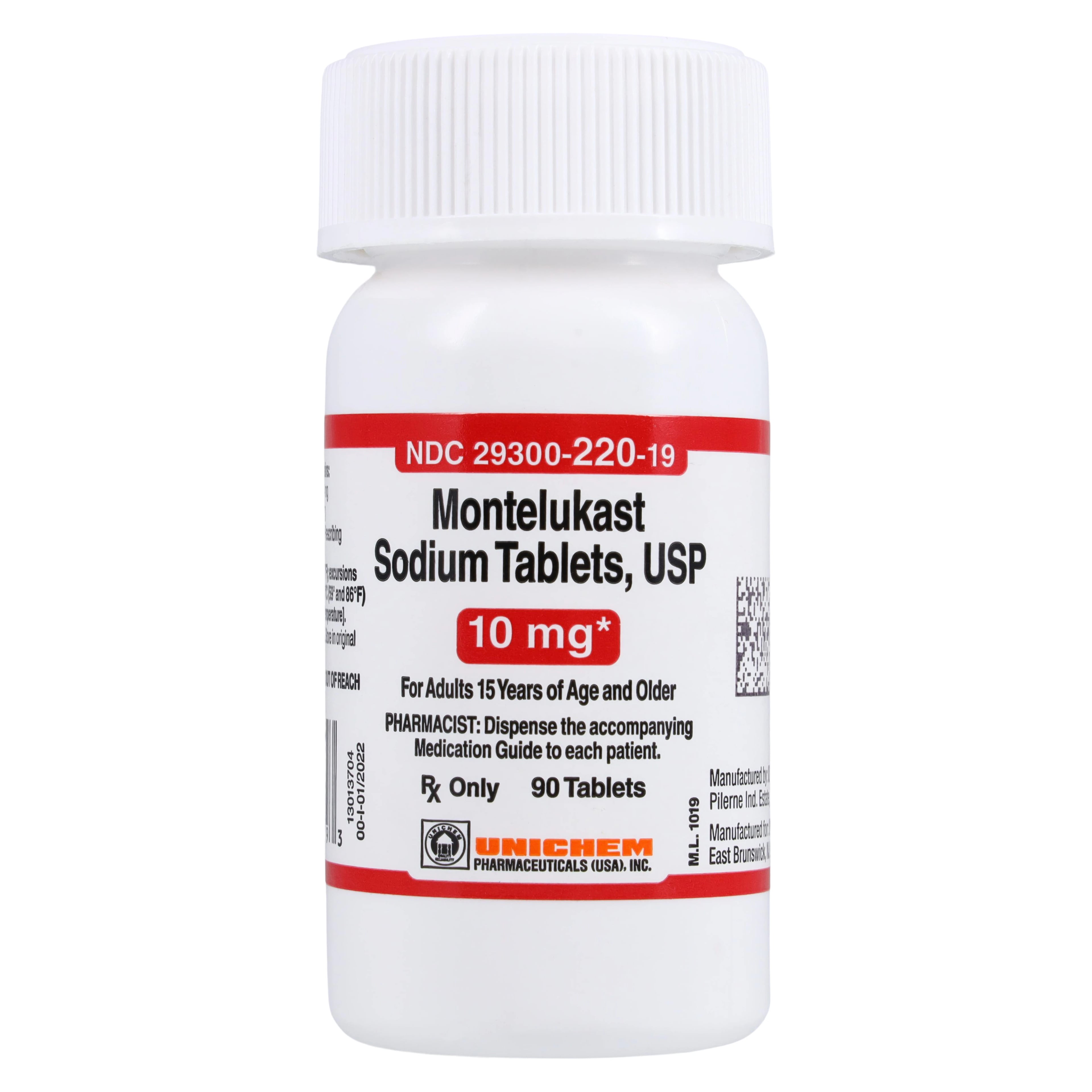 Montelukast Sodium Tablets, 10mg, 90/Bottle, Unichem Pharmaceuticals