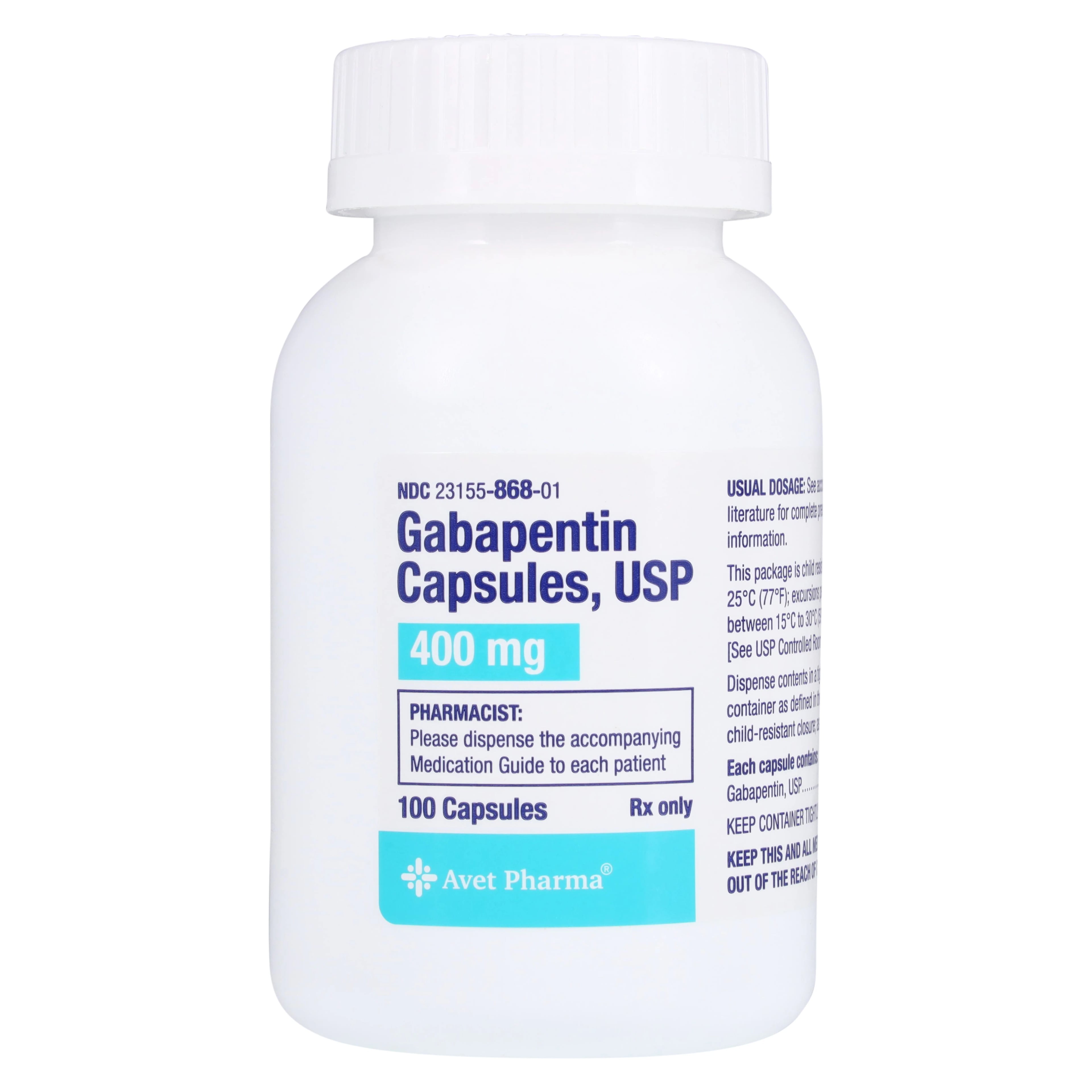 Gabapentin Capsules, 400mg, 100/Bottle, Heritage Pharmaceuticals