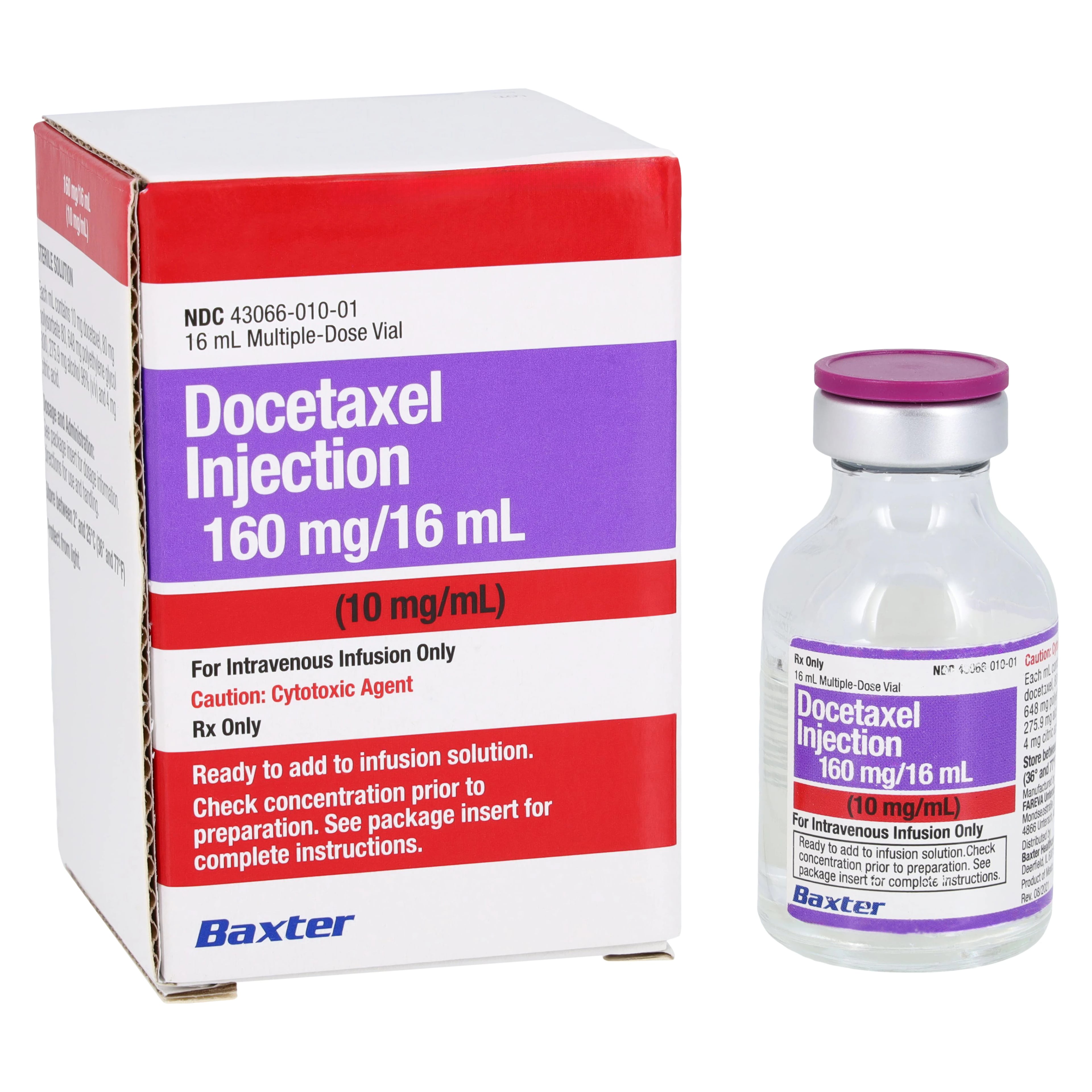 Docetaxel Injection 10mg/mL, MDV 16mL, Baxter, 01KWC87QD2E47ZYWGX17KGFG47